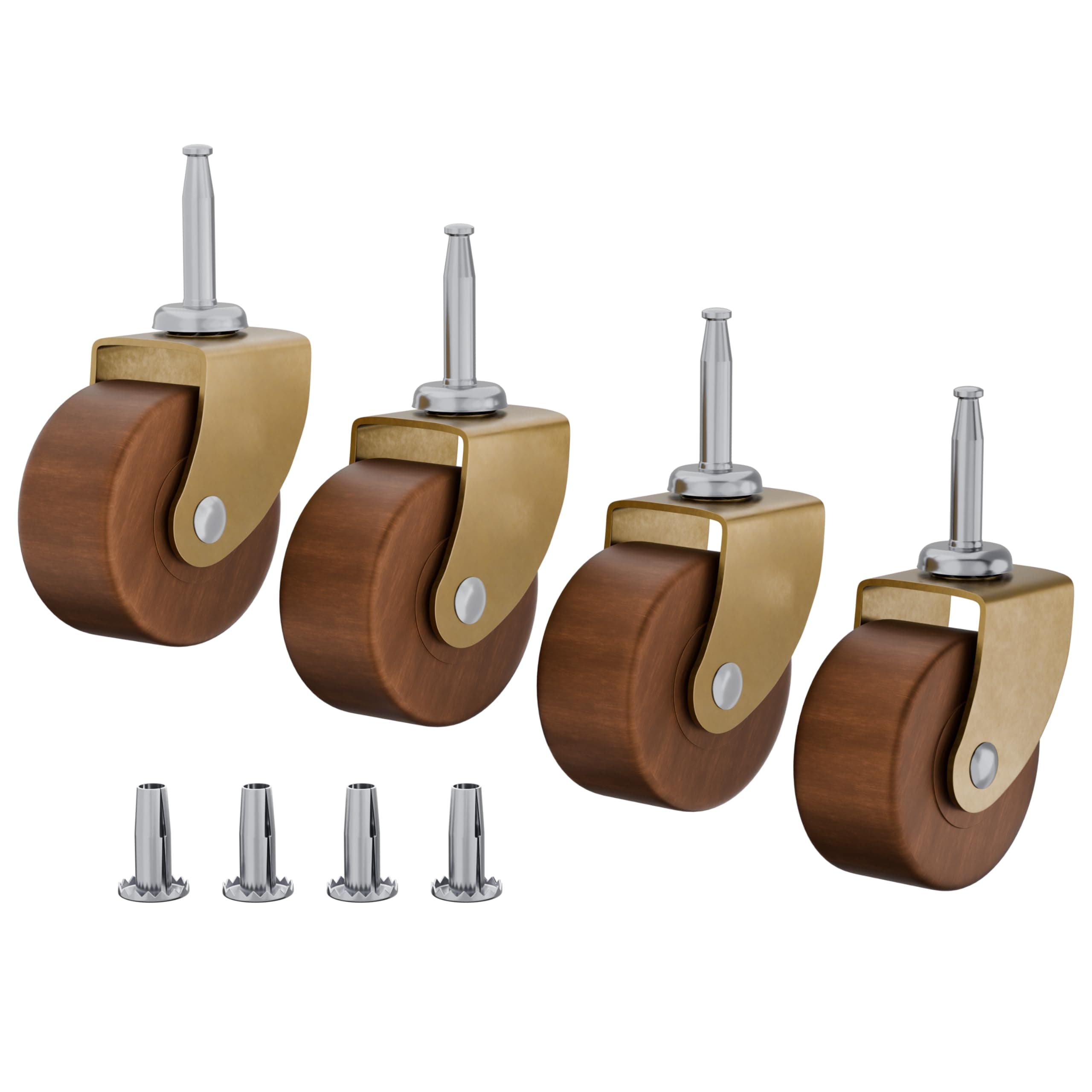 Wood Furniture Caster Wheel | Diameter: 2" | Stem Caster Wheels for Table, Sofa, Chest, Dresser, Cabinet, Cart, Chair | Vintage Furniture Rollers | UA-322-CW