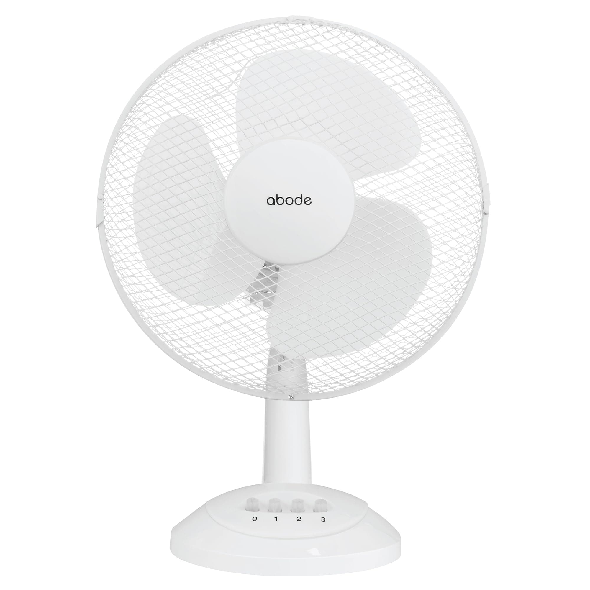 Abode 12" Inch, Lightweight, Portable Desk Fan, 3 Speeds, Wide-Angled Oscillation, Powerful Airflow, Quiet Operation, Perfect for Bedroom or Office, White - APDF1221-AZ