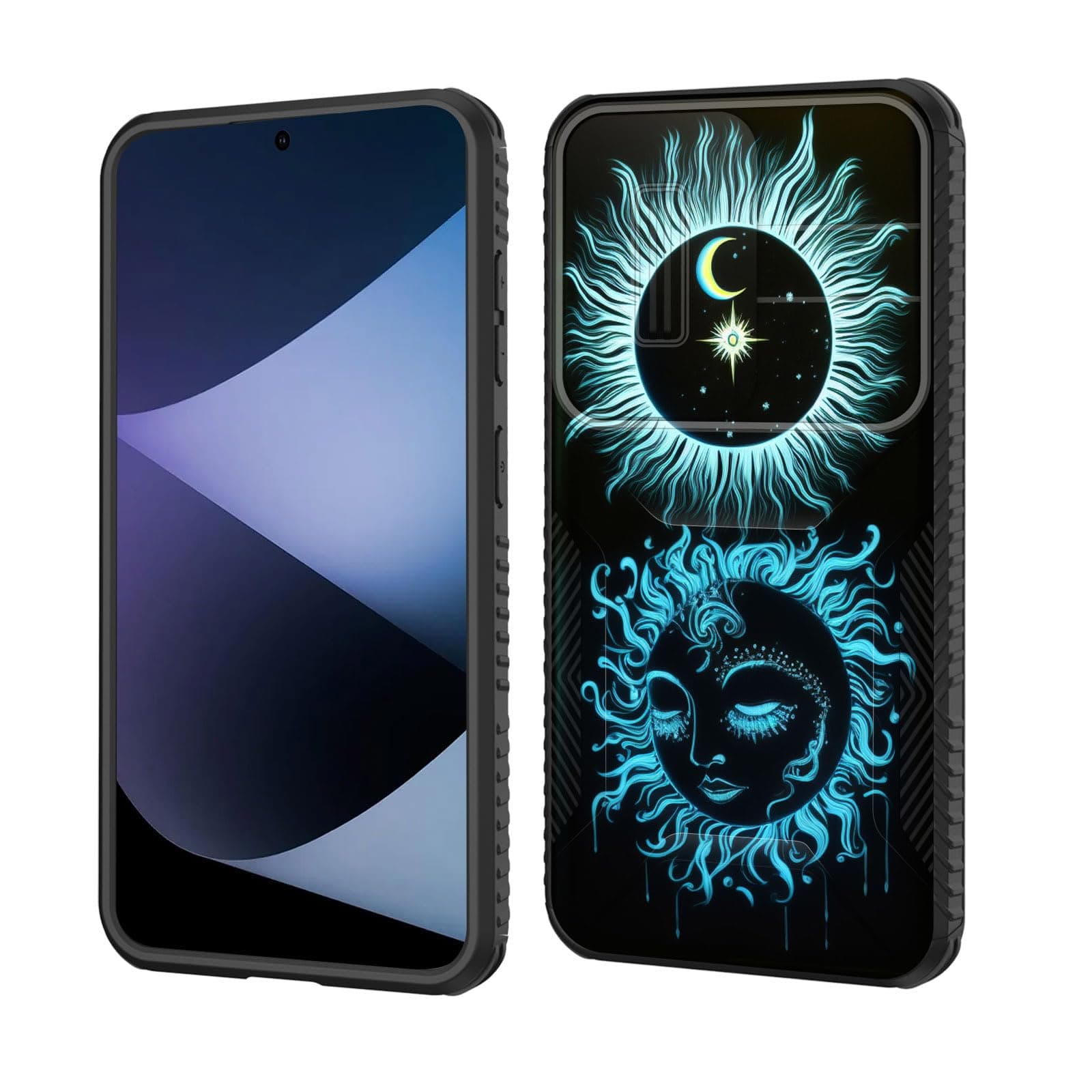 wiaekosef for Galaxy S25 Plus Case Built in Slide Camera Lens Cover,Heavy Duty Shockproof Protection Dual Layer Case for Samsung Galaxy S25 Plus 6.7" 2025,Sun Moon