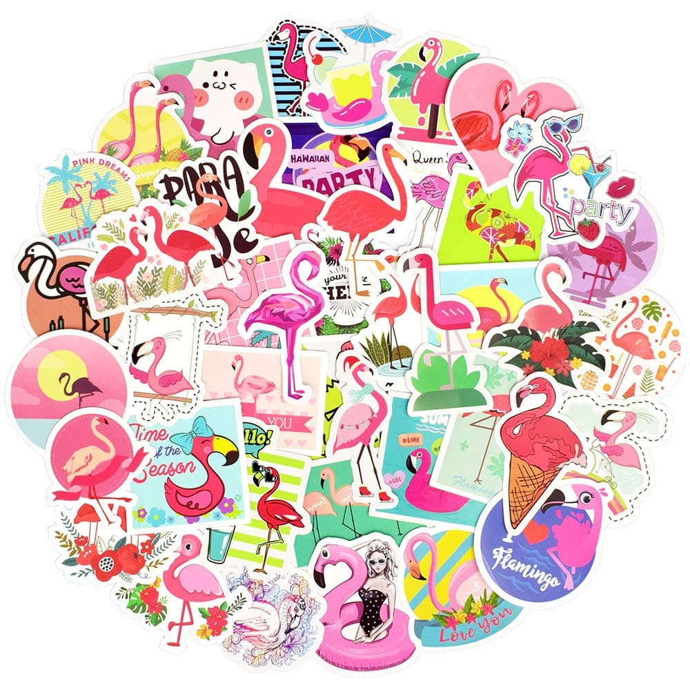 QTL 50Pcs Flamingo Vinyl Stickers for Women Teens Water Bottles Stickers