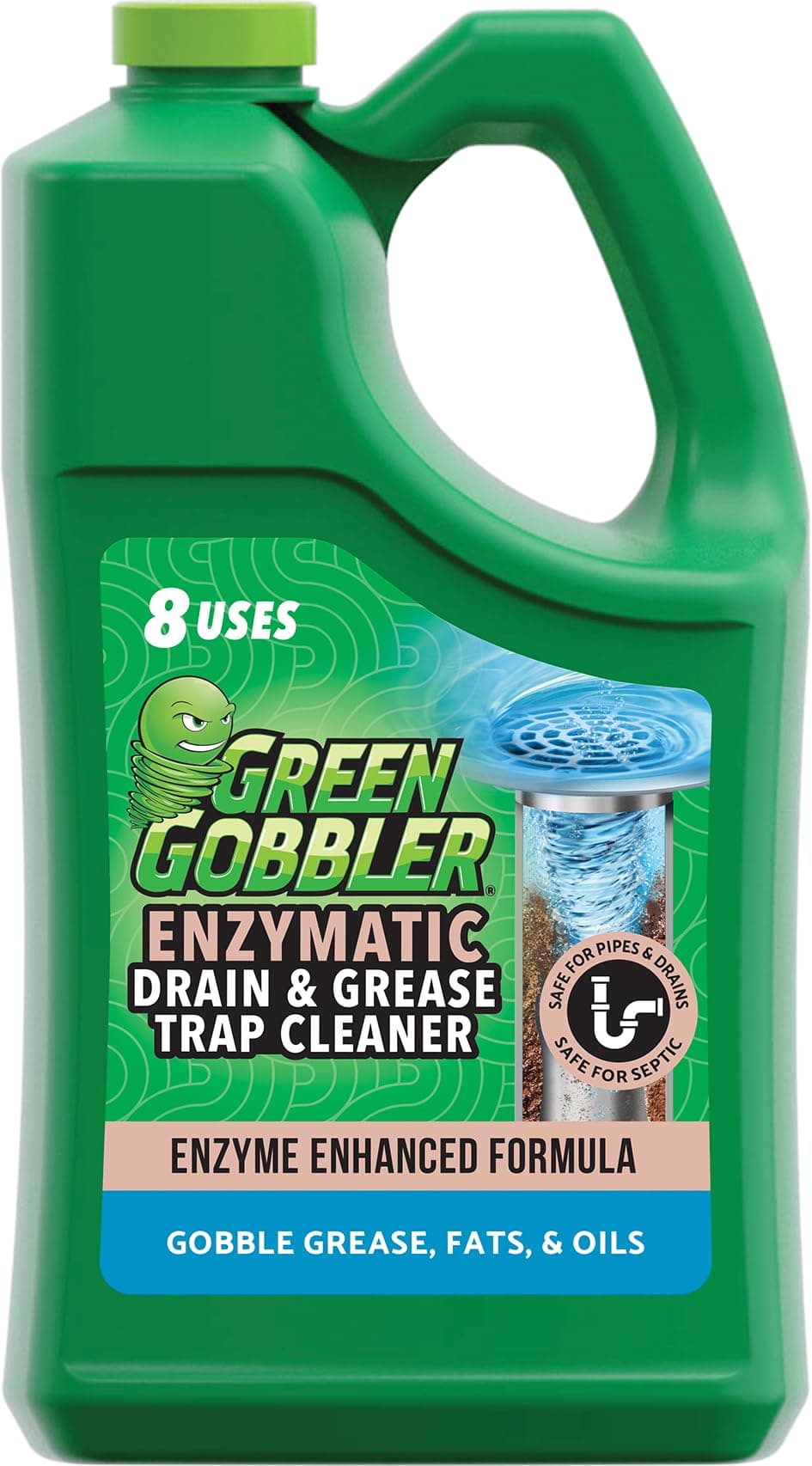 Green Gobbler Enzyme Drain Cleaner 1 Gallon for Grease Traps & Septic Tank