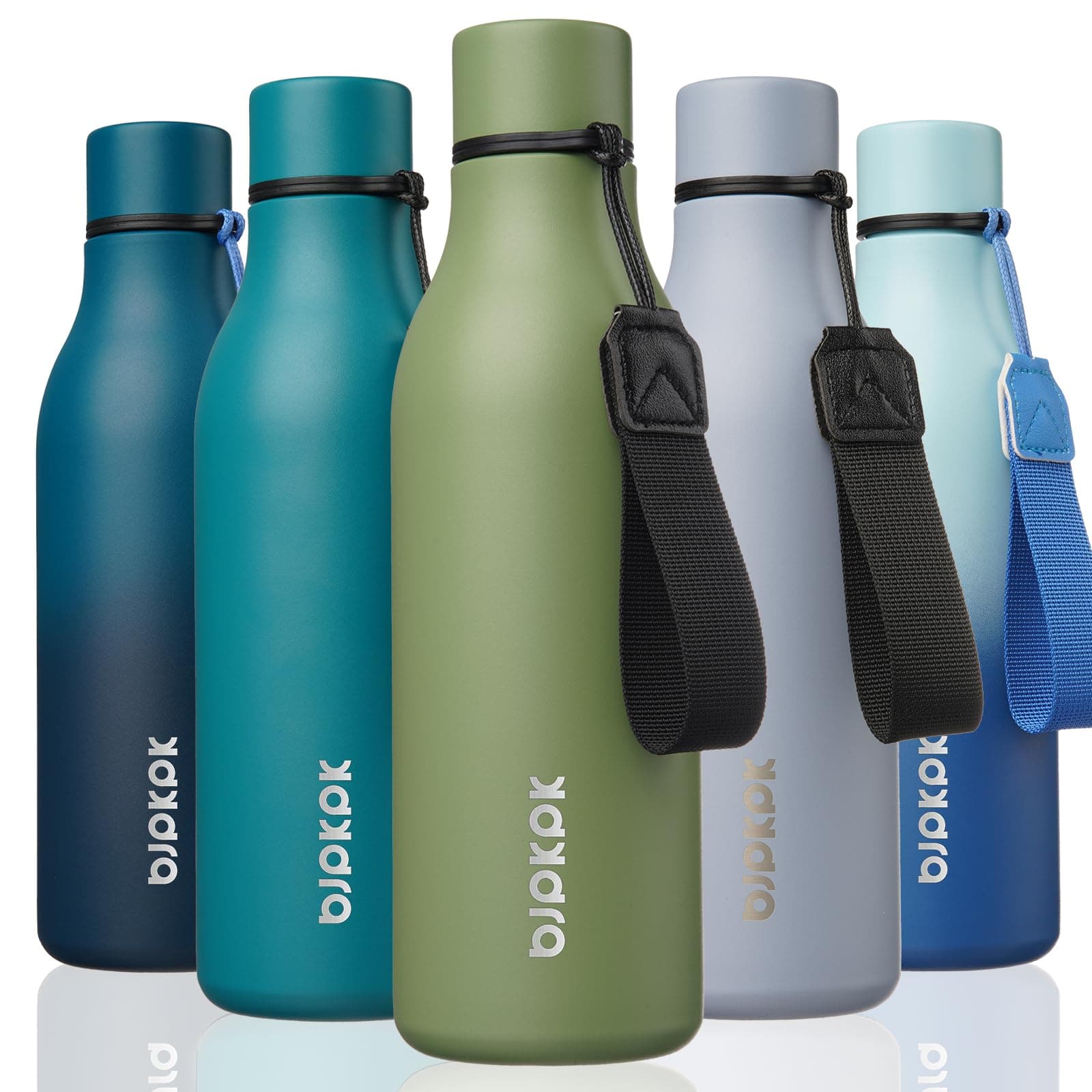 BJPKPK 18oz Insulated Water Bottle, Stainless Steel Bottle with Carry Strap