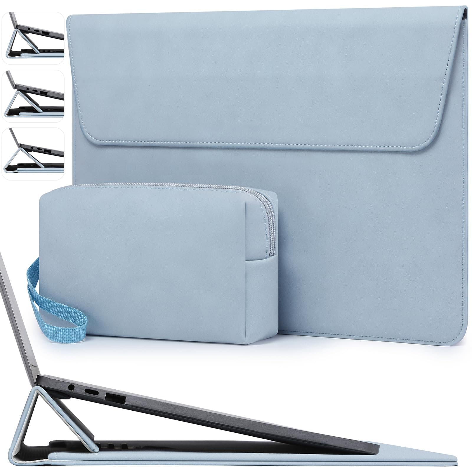 HYZUO 13.3-14 Inch Laptop Case Sleeve with Adjustable Stand, Pale Blue