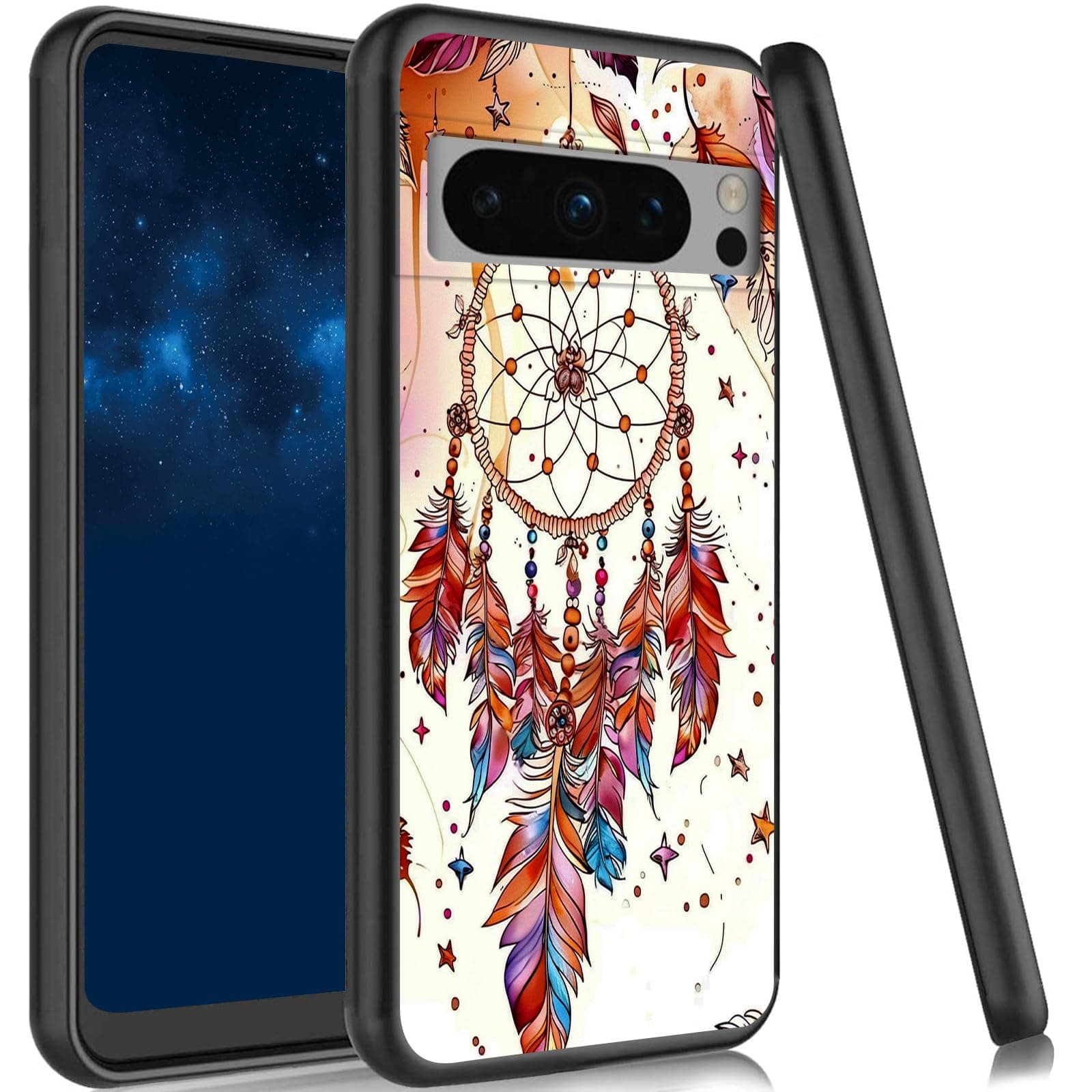 JANENFNA for Google Pixel 8 Pro Case Slim Shock Proof TPU Cover Soft Flexible Rubber Lightweight Protective Phone Case for Pixel 8 pro,Feather Dreamcatcher