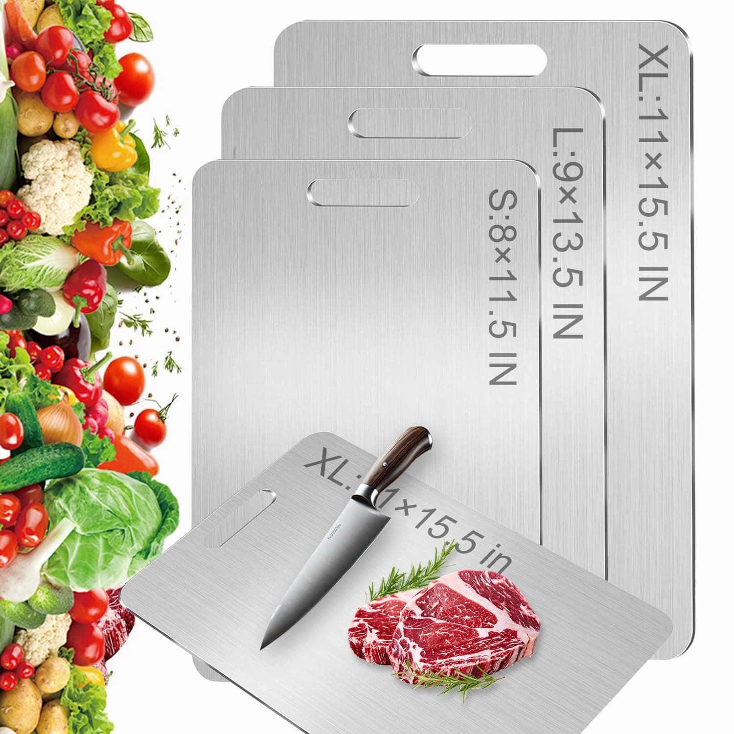 Titanium Cutting Board,2026 New Upgrade 100% Pure Titanium Cutting Boards for Kitchen,Double-Sided Food-Grade Metal Chopping Boards,Easy to Clean, Non-Stick & Odor-Resistant (XL 11×15.5 in)