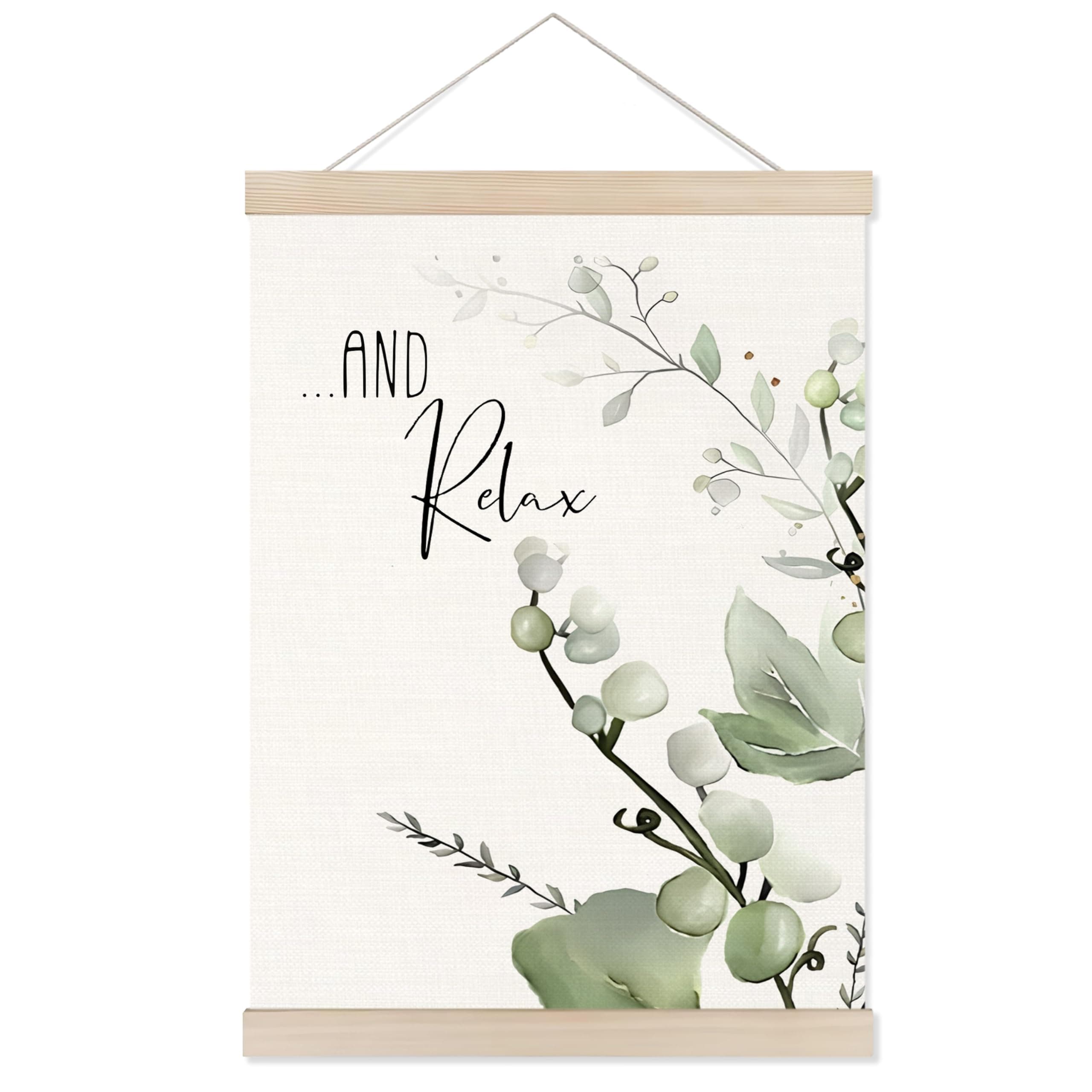 Welshower Sage Green Eucalyptus Relax Bathroom Poster Hanger Frame, Motivational Green Plant Botanical Wall Art Prints Decor for Bathroom Washroom Restroom, 12x16 Inch