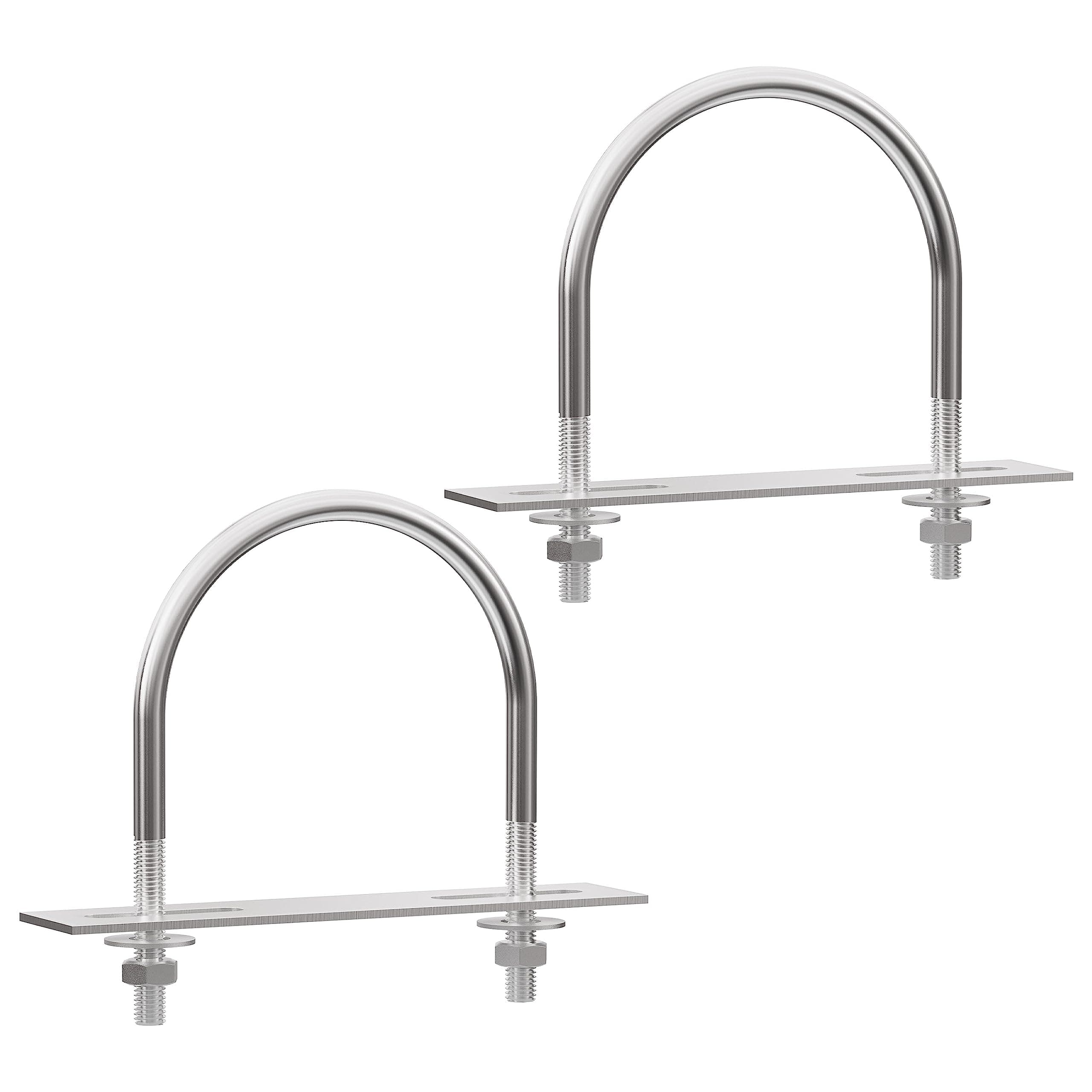 FOCMKEAS 2 Sets 304 Stainless Steel Round Bend U-Bolts 2.36"(60mm) Inner Width 3.7"(94mm) Length M10 with Nuts, Frame Plate, Washers, Accessories for Boat Trailer Axle Sailboat Trailer