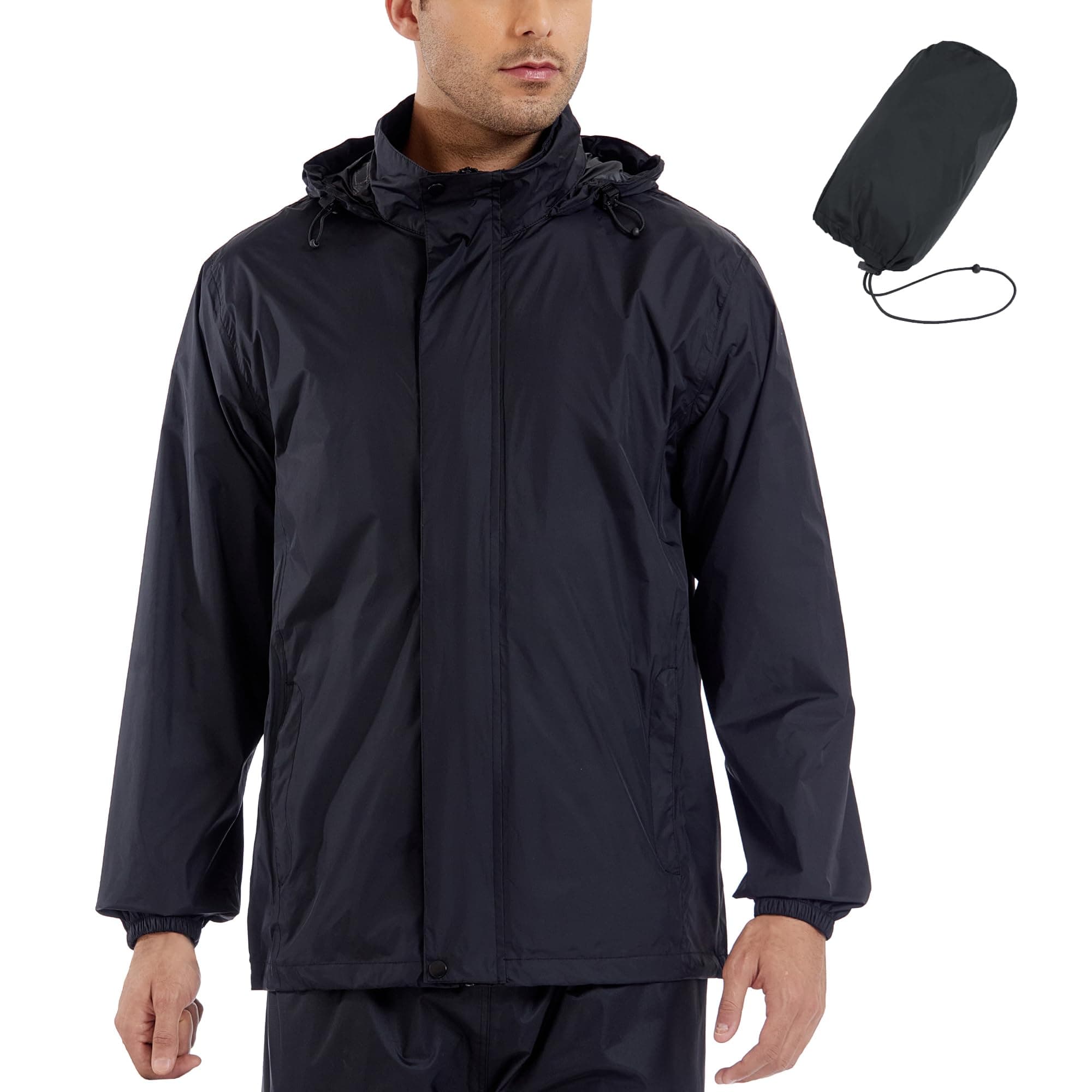 GIISAM Men’s Rain Jacket with Hood Lightweight Rain Coats Waterproof Raincoat Packable Windbreaker for Hiking Cycling