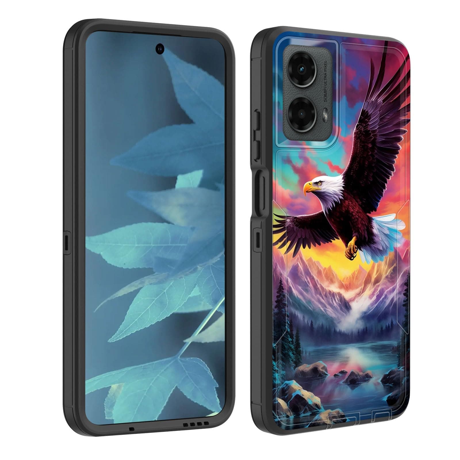 BFUKVOU for Moto G 5G 2024 / Moto G Play 5G 2024 Case, Dust-Proof Port Cover, Full Body Silicone Rubber Covered, Non-Slip Drop-Proof Phone Case for Motorola Moto G 5G 2024,Beautiful Bald Eagle Flying