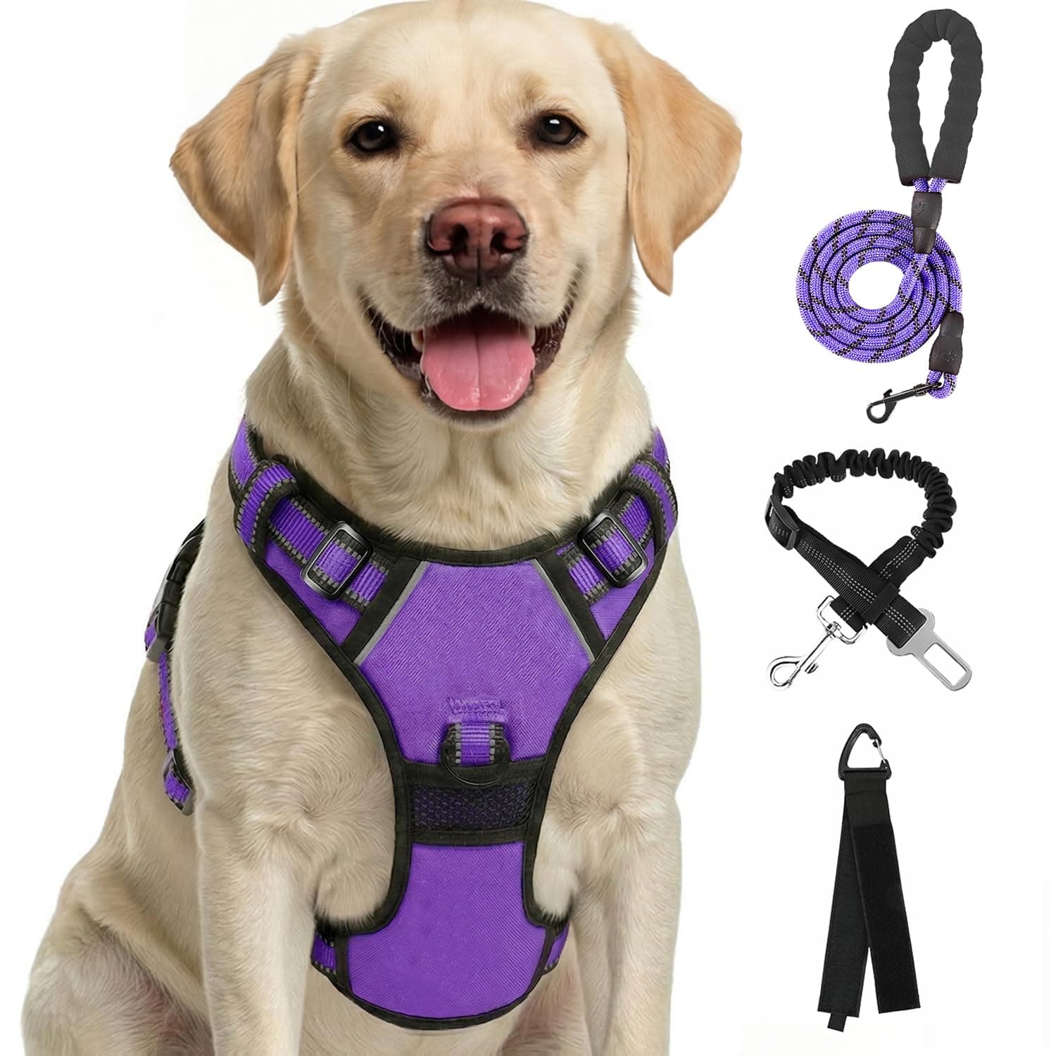 FURRYFECTION Anti Pulling No Pull Dog Harness, No Choke Soft Padded Dog Vest, Adjustable Front Lead Dog Harness with Easy Control Handle for Small Dogs (Small, Purple)