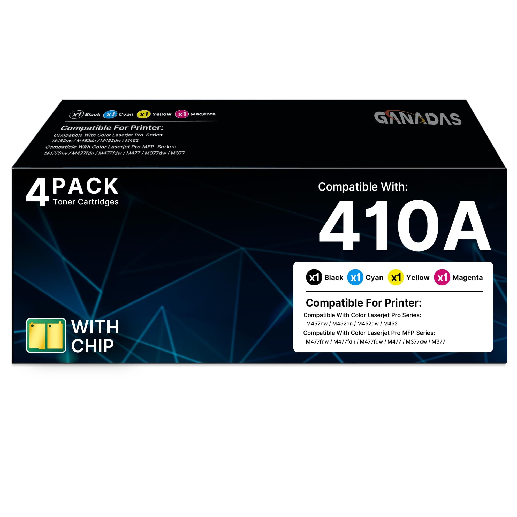 410A Toner Cartridges Replacement for HP 410A CF410A CF411A CF412A CF413A 410X to use with Color LaserJet Pro MFP M477fdw M477fdn M477fnw Pro M452dn M452nw M452dw Printer Toner(4 Pack)