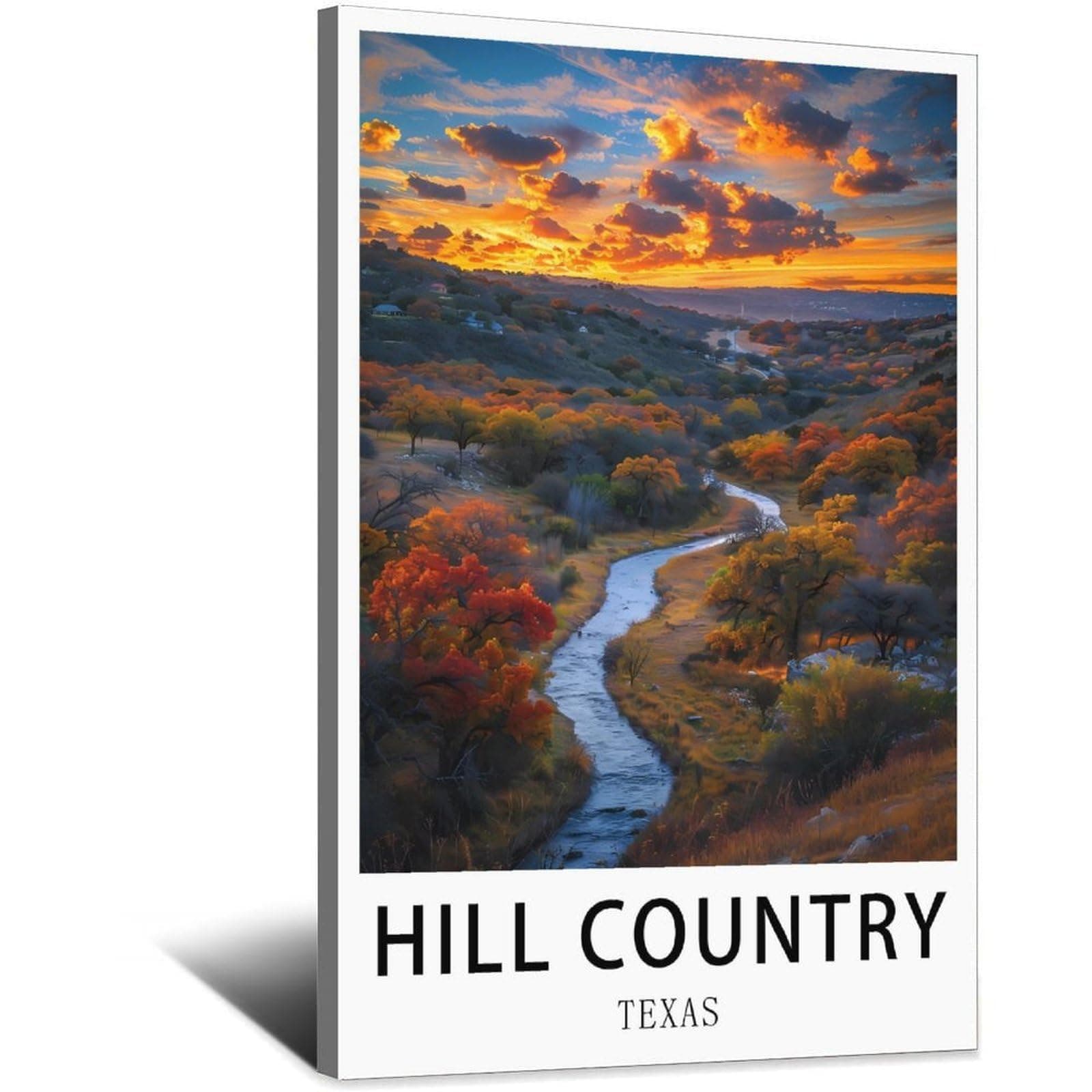 SLJGINEO Hill Country Texas Vintage Travel Posters 08x12inch(20x30cm) Canvas Wall Art Print Modern Painting Poster for Living Room Decor