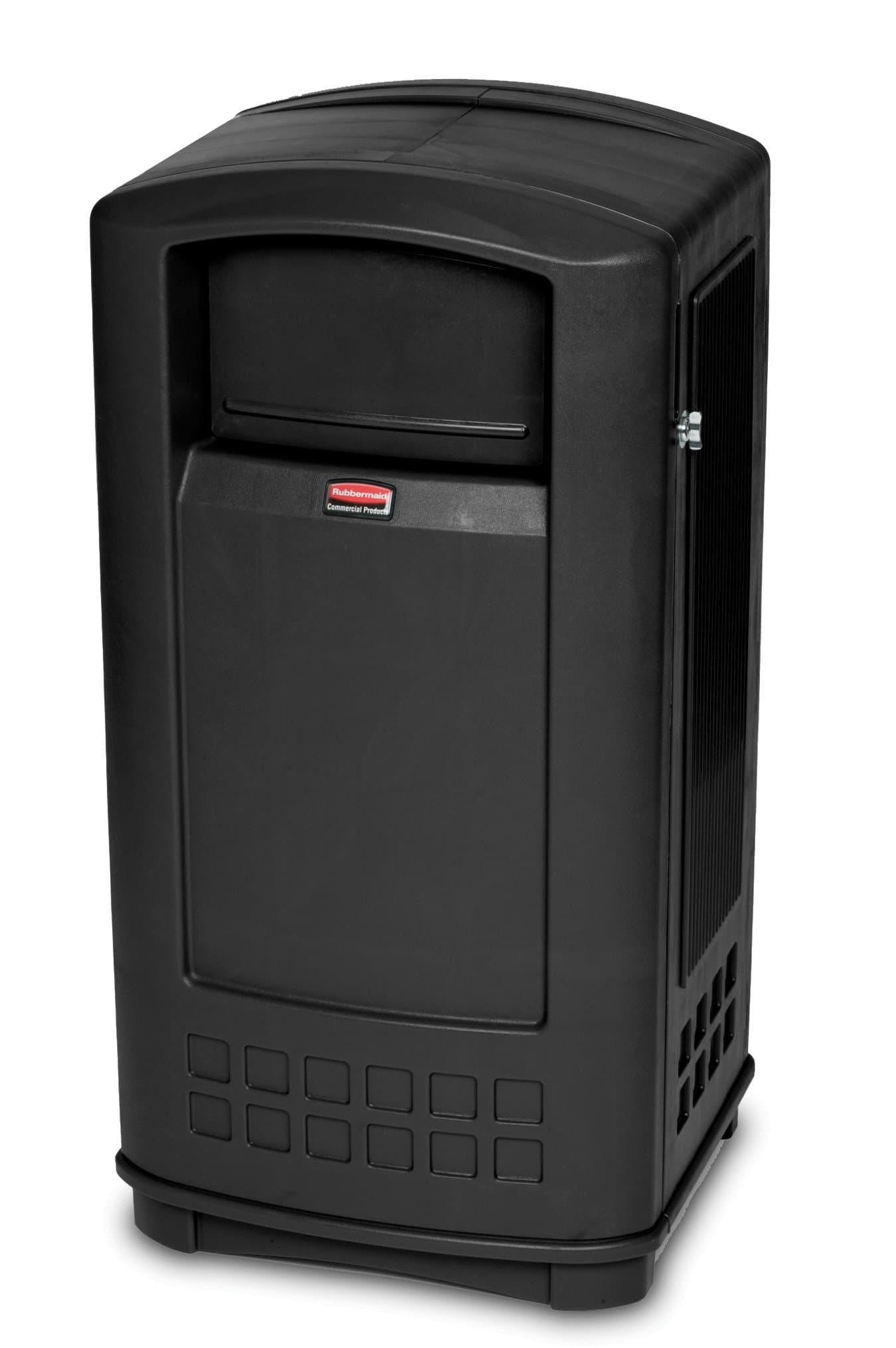 Rubbermaid Commercial Products Plaza Jr. Trash Can, 35-Gallon, Black, Large Outdoor Wastebasket for Stadiums/Malls/Airports/Office Buildings/Schools