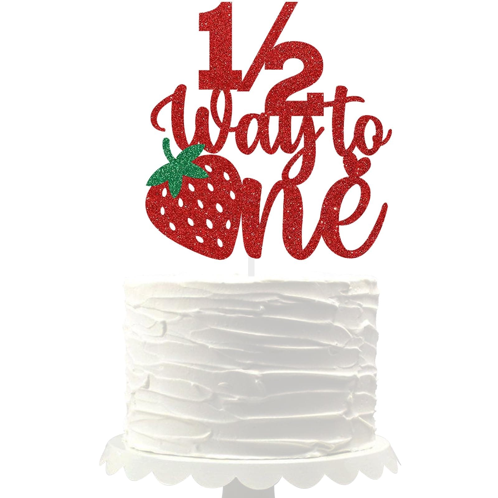 Strawberry 1/2 Way to One Cake Topper half birthday decoration baby boys girls 6 month birthday party supplies