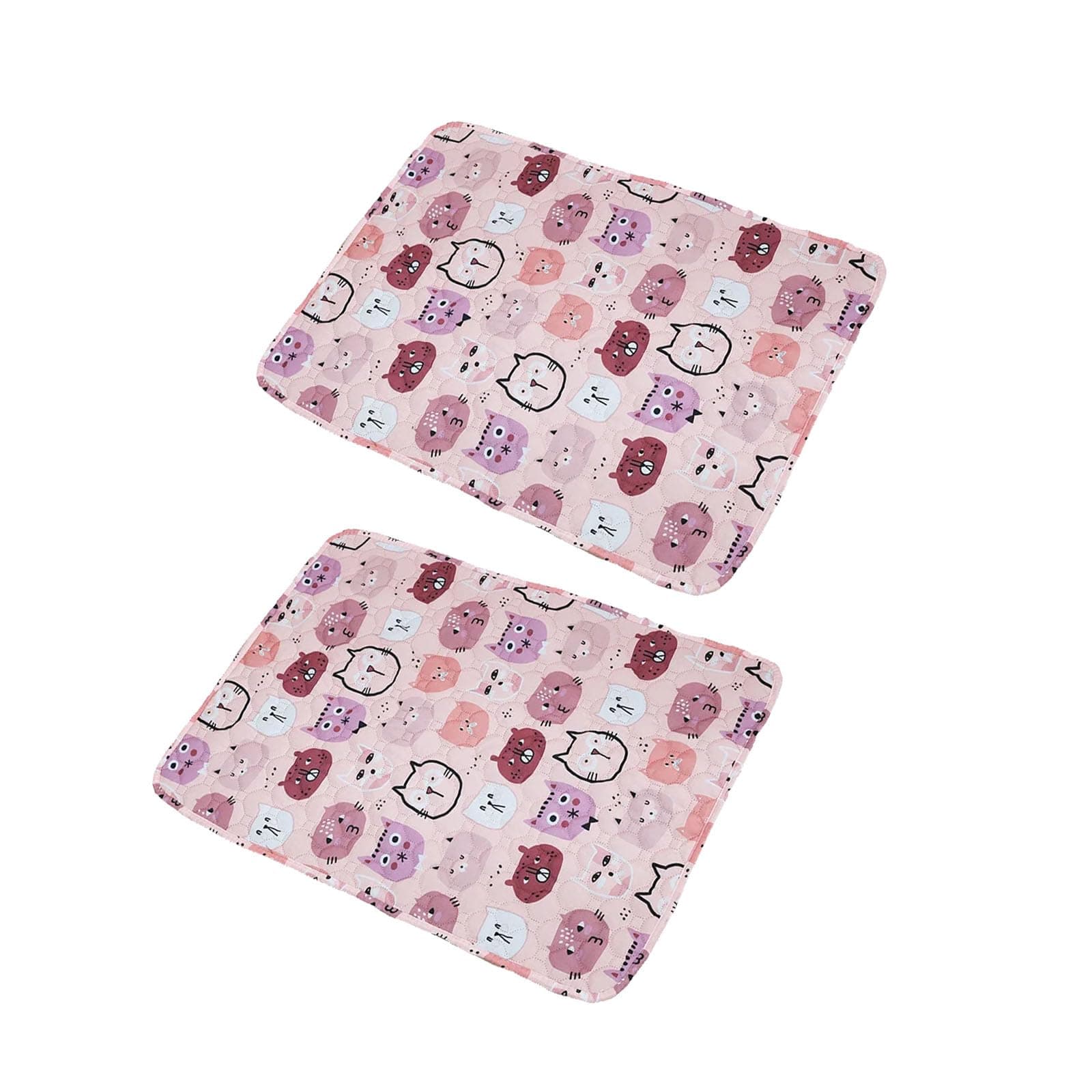 FANSU 2 Pack Absorbent Puppy Pads, Non-Slip Cartoon Puppy Training Pads Reusable Dog Mat Washable Dog Training Pads Large Puppy Pads for Crate, Potty Training, Car, Travel (60x45cm,Pink Cat)