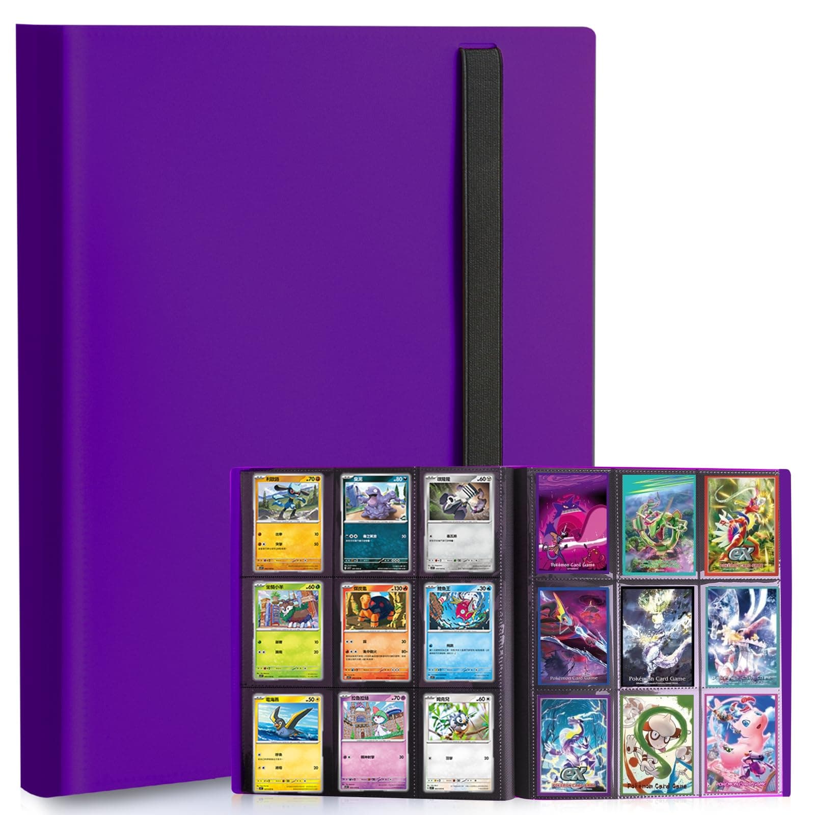 Card Binder, 9 Pocket Trading Card Album Folder,20 Pages, 360 Card Capacity Sports Card Binder, Premium Card Binders Compatible with MTG, TCG, Baseball Cards (Purple)