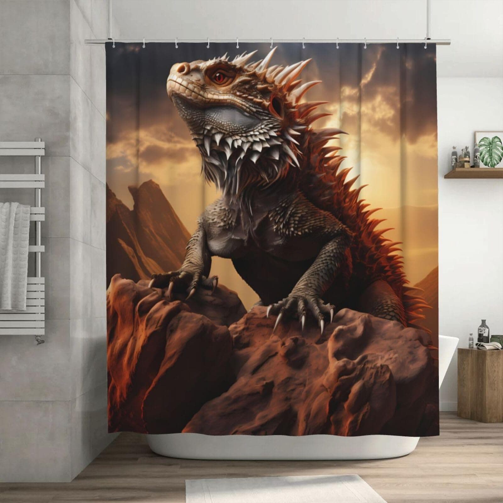 Loklneyk Shower Curtain for Bathroom Bearded Dragon Lizard Animal Shower Curtains Polyester Fabric Bathroom Decor Curtain with Hooks 72 X72 Inches