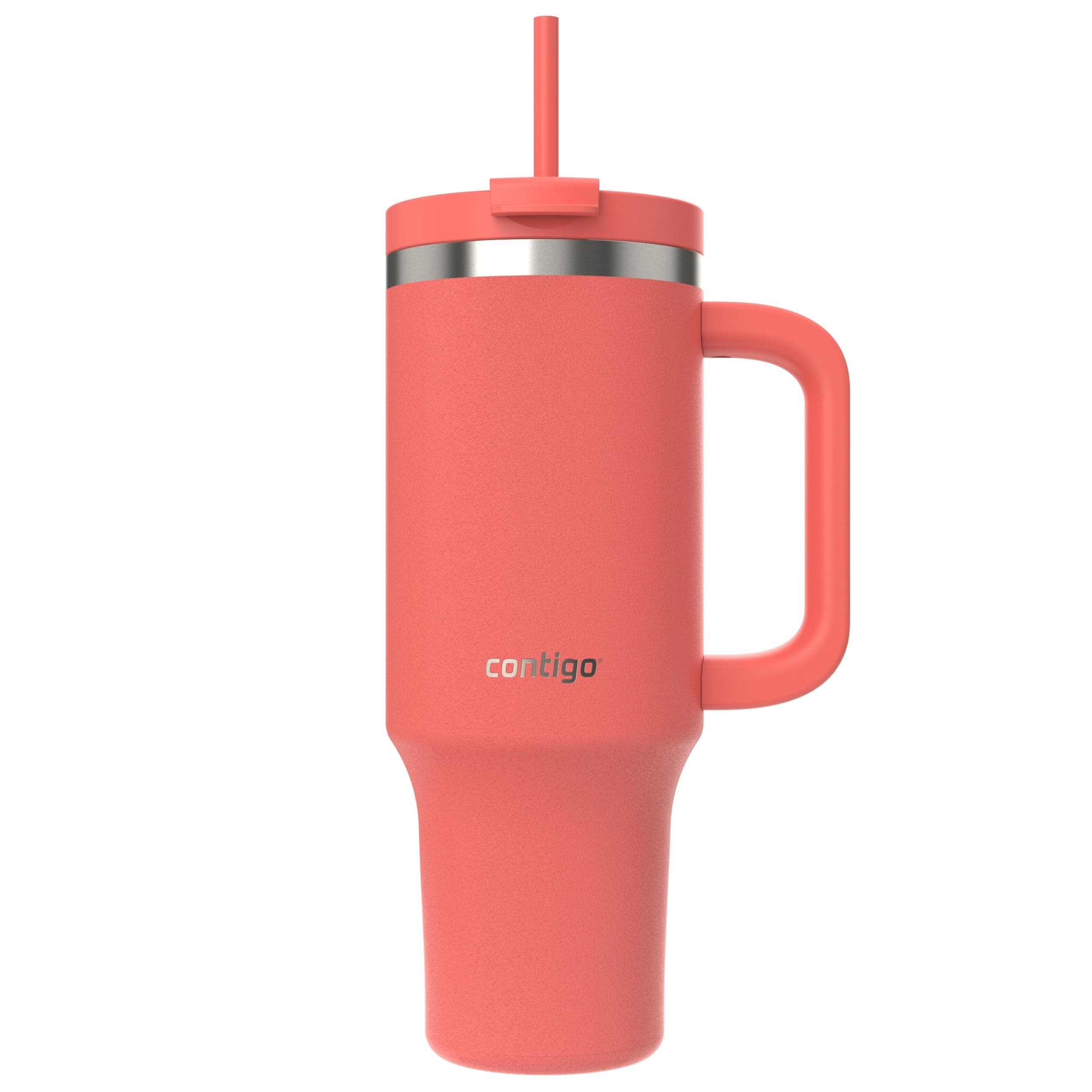 Contigo Streeterville Tumbler, 40 oz (1.18 L), Insulated Stainless Steel Water Bottle with Straw and Leak-Proof Lid, Coral