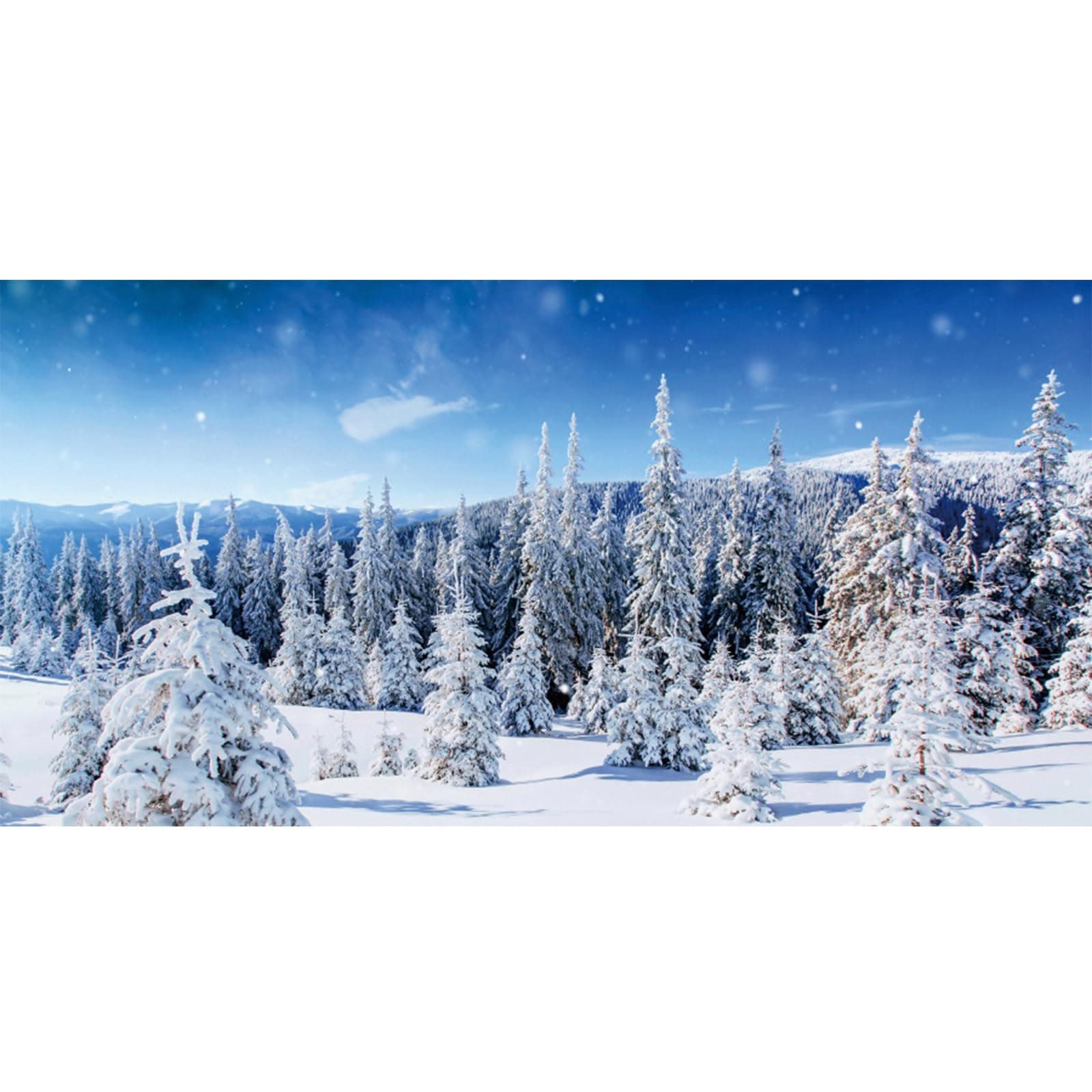 YongFoto Fish Tank Background - 36x18 inch Winter Snow Scene Aquarium Background with Pine Forest, Rime, Xmas Trees Landscape for Reptile Terrarium & Bearded Dragon Habitat
