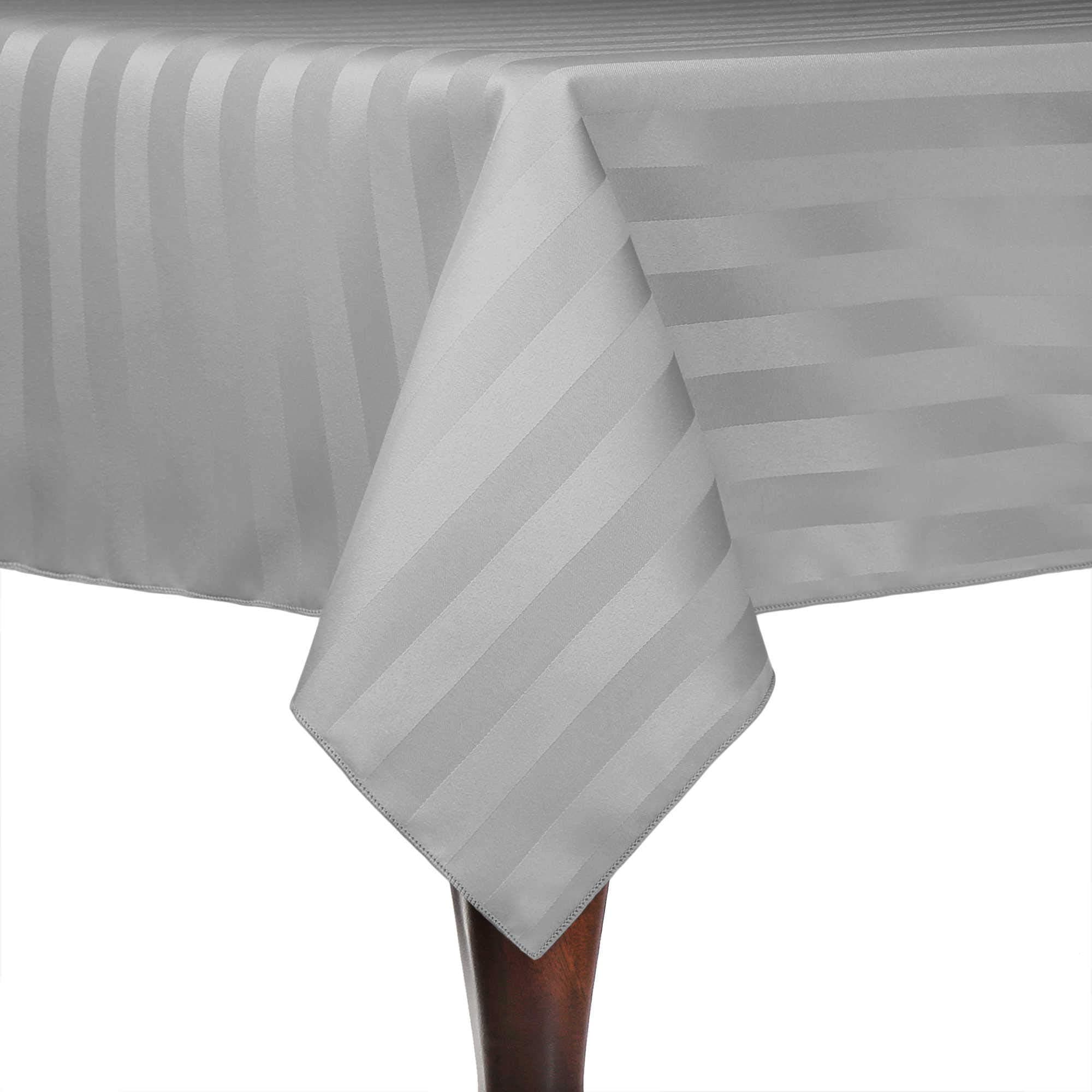 Ultimate Textile Satin-Stripe 90 x 90-Inch Square Tablecloth Silver Grey