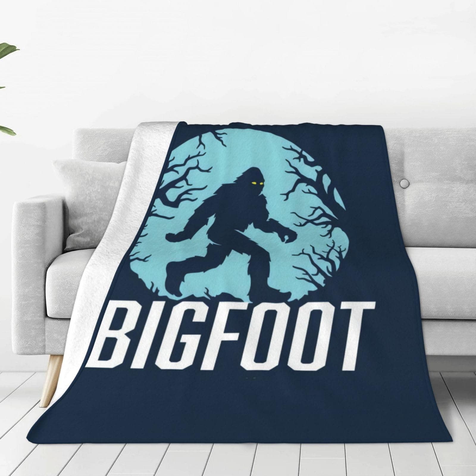 Giant Foot Monster Sasquatch Monsters Full Moon Ultra-Soft Micro Fleece Flannel Blankets, Anti-Pilling, Travel/Office Throw Blanket