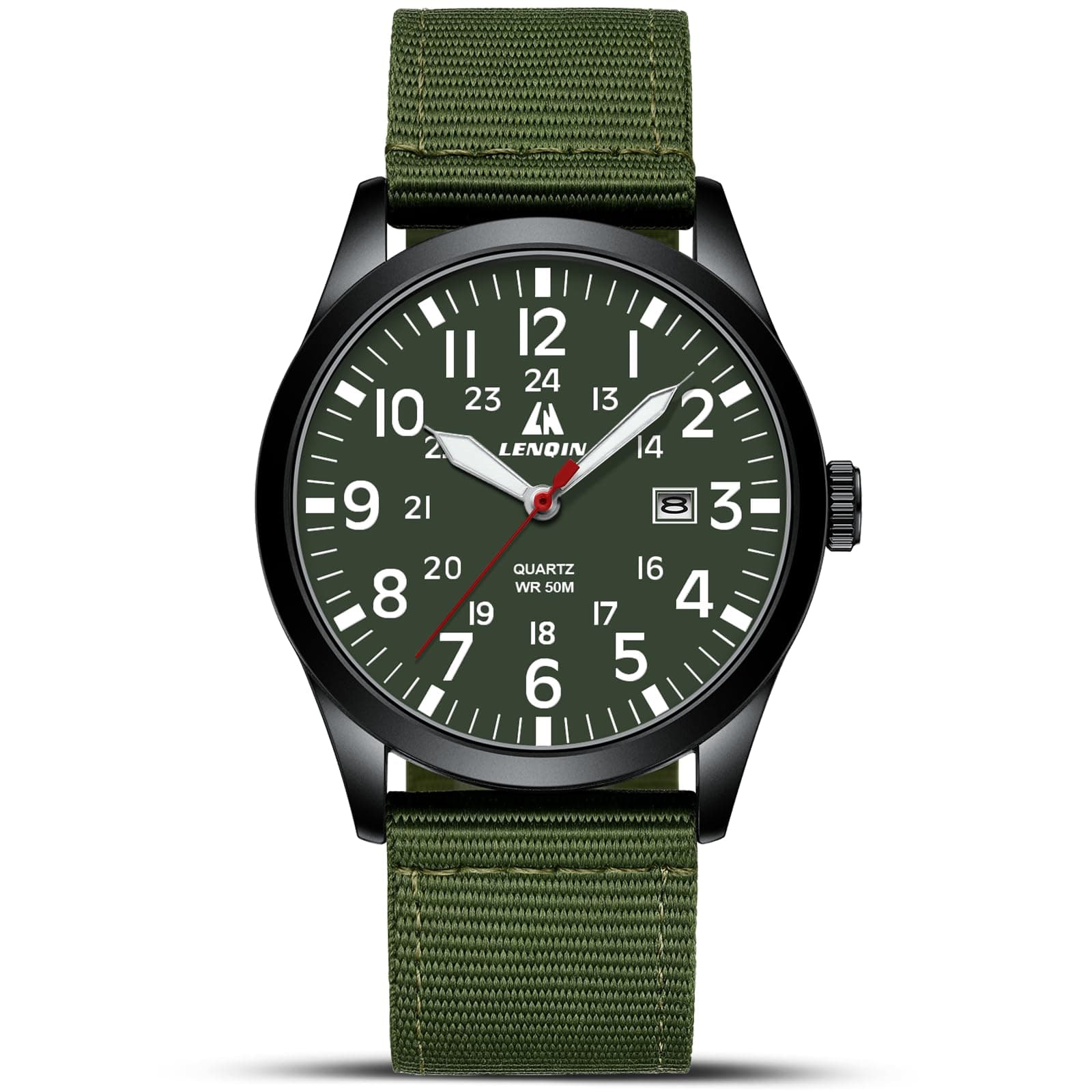 LN LENQIN Mens Watches Military Watch Analog Quartz Watches for Men Waterproof Men's Wrist Watch with Date Nylon Band Army Tactical Sportswatch