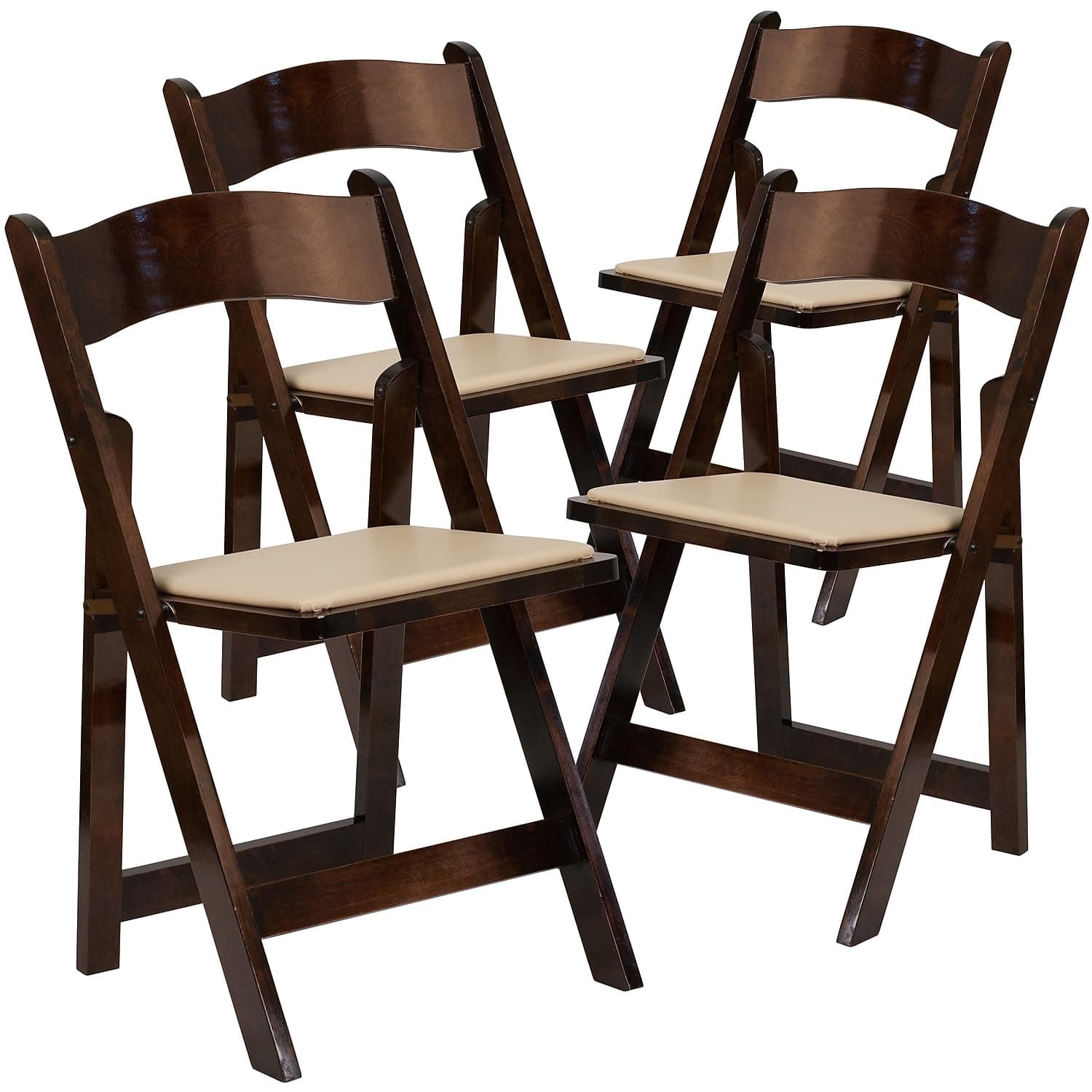 Flash Furniture 4-XF-2903-FRUIT-WOOD-GG Hercules Series Fruitwood Wood Folding Chair with Vinyl Padded Seat (4 Pack)