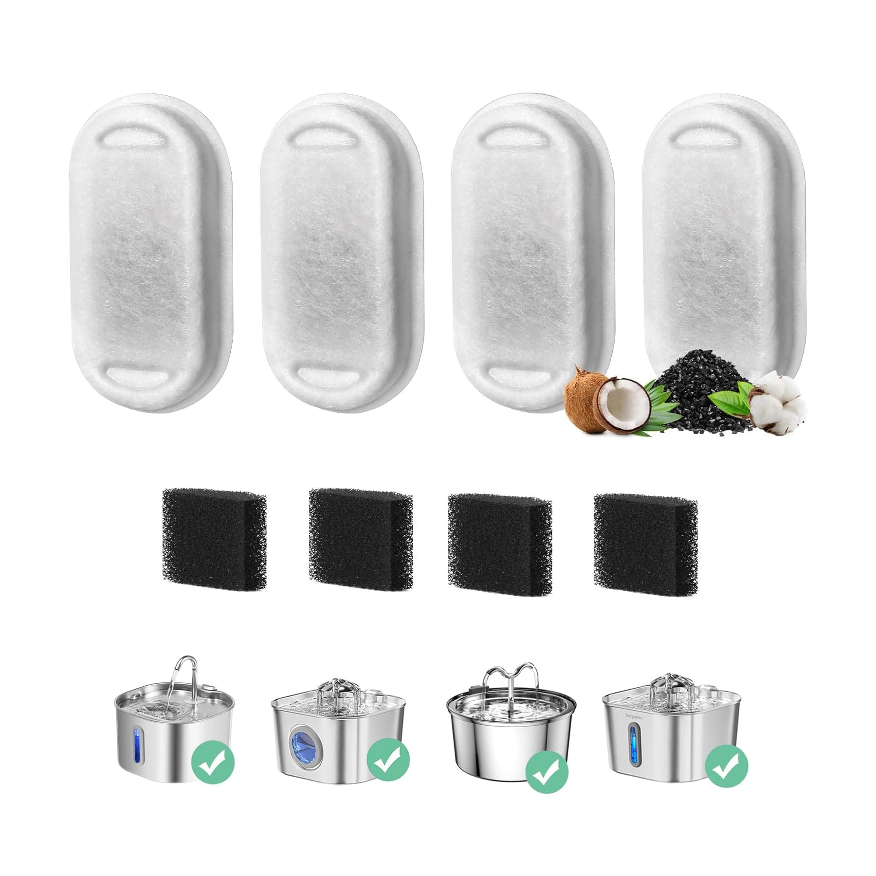 Cat Water Fountain Filter, 4 Pack Cat Fountain Filter Replacement