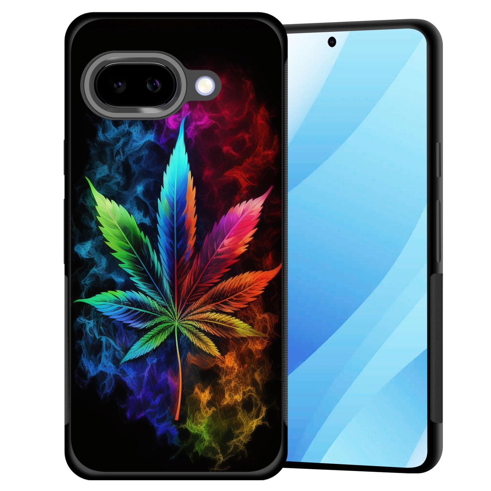 BFUKVOU for Pixel 9a Case,Hard PC+Soft TPU Bumper Anti-Slip Ultra Thin Cover Protective Shockproof Case for Google Pixel 9a 6.3 inch 2025,Weed Leaf