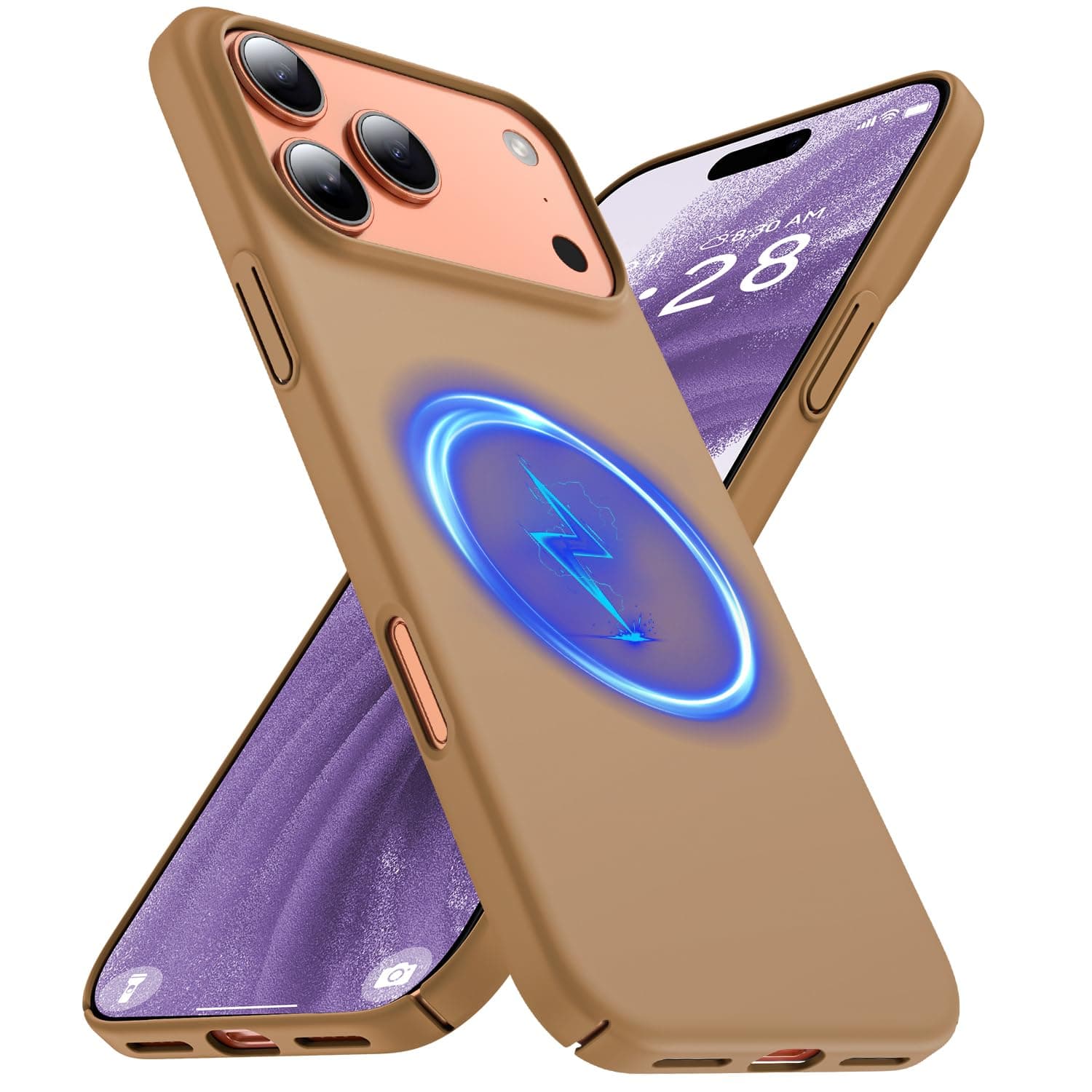 GRECAZO Magnetic Ultra Thin Frosted Designed for iPhone 17 Pro Phone Case 6.3 inch(2025) Slim Minimalist Lightweight Matte Hard PC Compatible with Mag Cover Protective Bumper Case- Mocha Brown