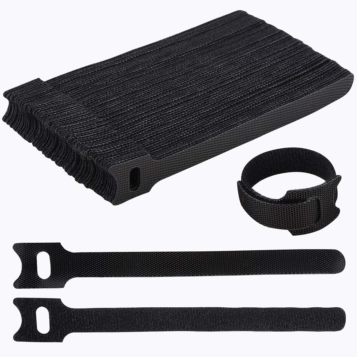 Nettbe 60 PCS 6 Inches Reusable Cable Ties, Adjustable Cord Straps, Wire Organizer, Cord Wrap and Hook Loop Cable Management - Black