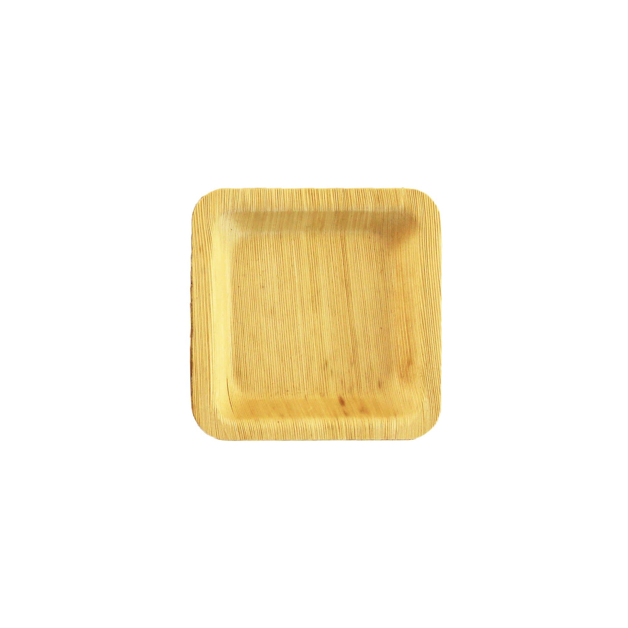 BambooMN Brand - Bamboo Leaf Square Plate, Approx 3.5 (9cm) - 100 Pieces by ThinkBamboo - Leaf Dishes