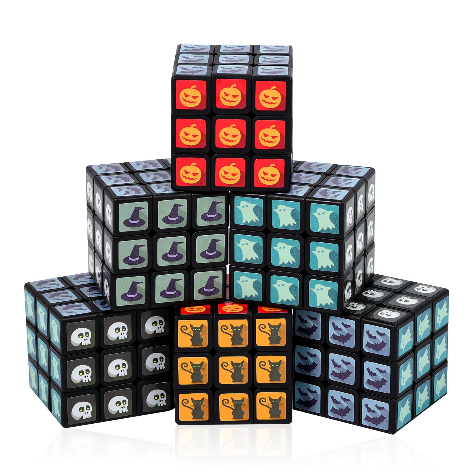 ASONA 48 Pack Halloween Mini Cube Set, 1.18 Inch 3x3x3 Bulk Mini Cube Puzzles, Halloween Party Favors, Non-Candy Treats, Classroom Prizes, Goodie Bag Stuffers for Kids
