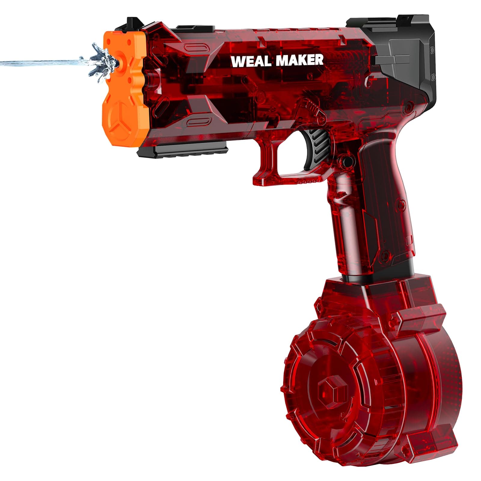 Electric Water Gun Transparent Automatic Squirt Guns High Powered IP67 Waterproof,Up to 26FT Longer Range Water Pistol,for Kids and Adults (Red)