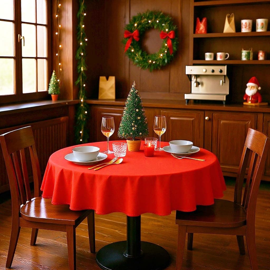 XWZO Round Tablecloth 40 Inch Polyester Folding Table Cloth, Small Round Table Cover Waterproof Wipe Clean Spillproof for Kitchen Dining Wedding Outdoor Picnic Buffet Party, Red