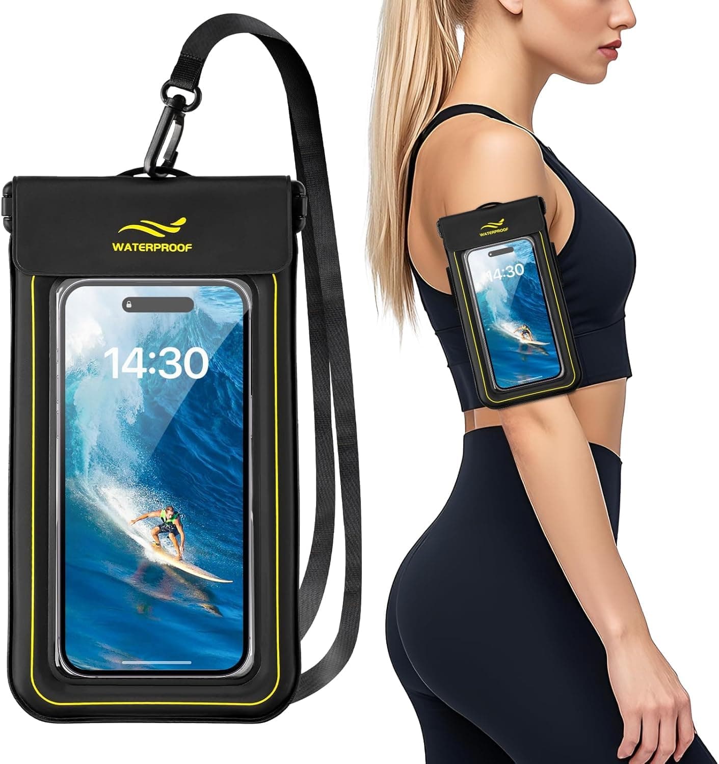 2-in-1 Waterproof Phone Pouch Floating & Phone Armband Case, IP68 Underwater Submersible Case Dry Bag for iPhone 17 16 15 Pro Max Up to 6.9" Waterproof Case for Swimming Beach Vacation Essentials