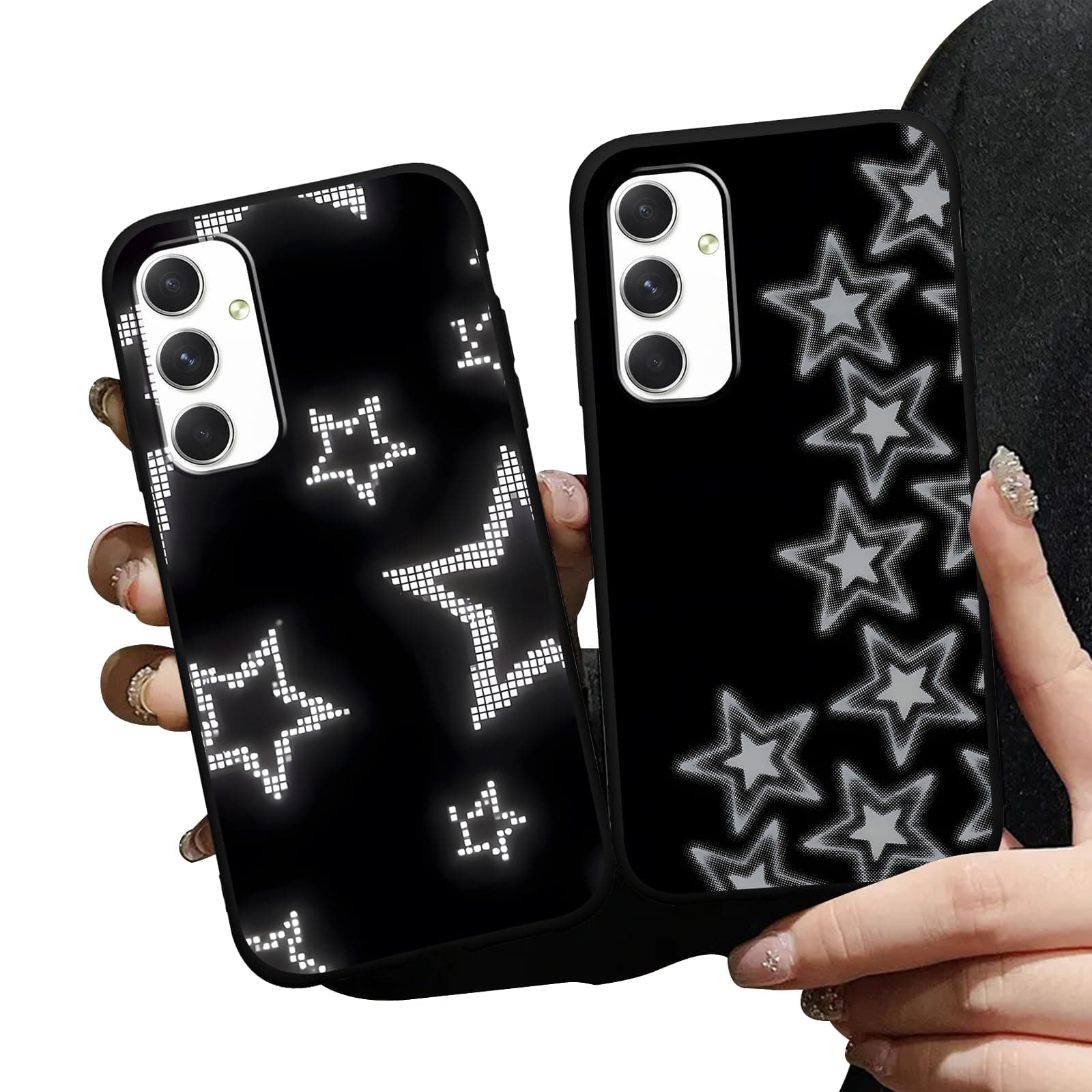 2 Pack Cool Y2K Y3K Phone Cases for Samsung Galaxy A55 5G Case Star Pattern Shockproof Protective Cover for Girl Teen Raised Camera Protection Phone Funda for Samsung A55 6.5 Inch