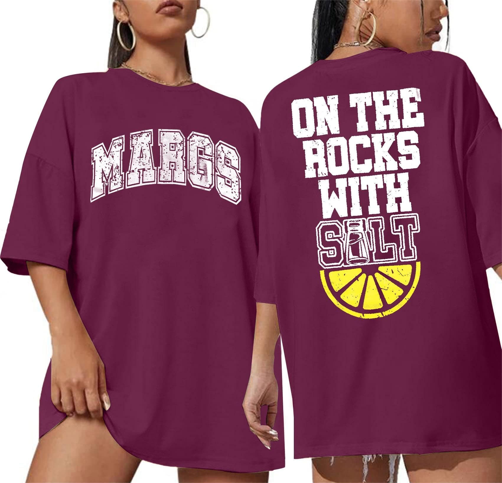 MYHALF Margarita Shirt Womens Mexican Cinco De Mayo Tshirt Margs Cocktail Tee Oversized Lemon Graphic Shirt Beach Holiday Top, Purple, Large