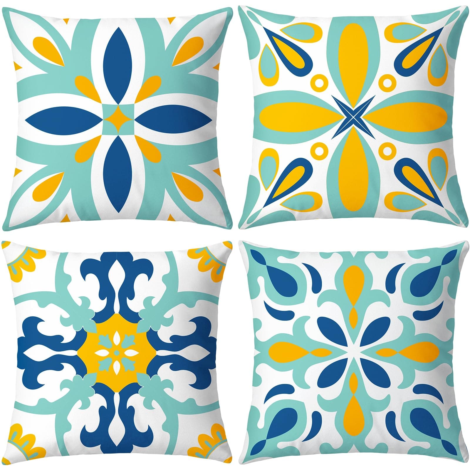 coclothy Outdoor Waterproof Throw Pillow Covers Set of 4 Floral Printed and Boho Farmhouse Outdoor Pillow Covers for Patio Funiture Garden