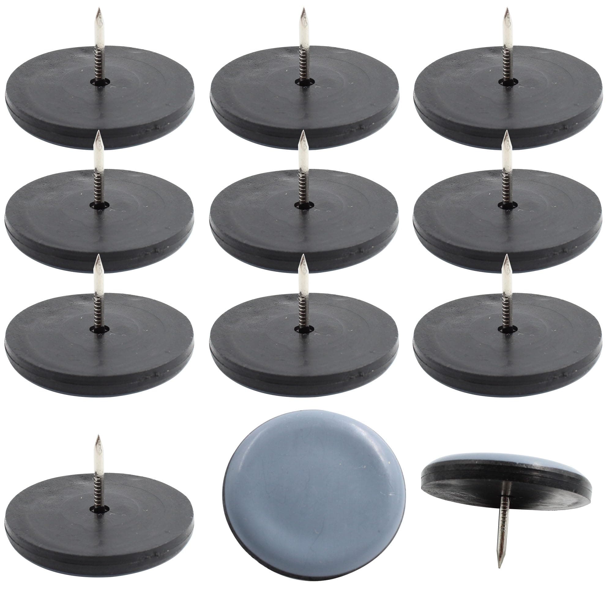 bociloy 12pcs 1-1/2" Nail on Furniture Glides Sliders for Wooden Furniture, Furniture Sliders Pads Teflon Furniture Glides Chair Leg Pads Floor Protectors PTFE Moving Furniture Glides