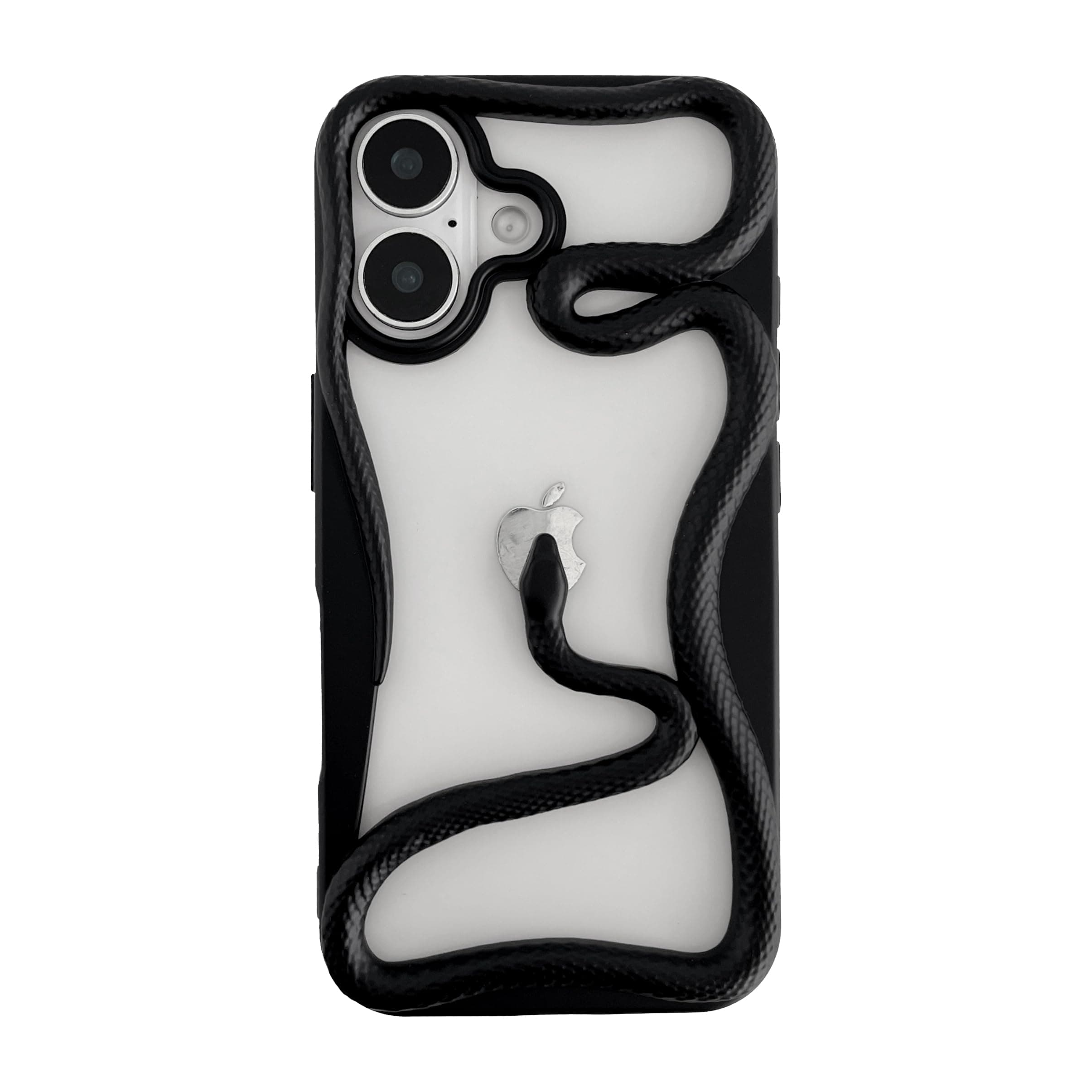FLIRACON Cute Cool Hollow Solid Color 3D Snake Heat Dissipation Soft Phone Case Compatible with iPhone Case(Black,for iPhone 16 Pro Max)