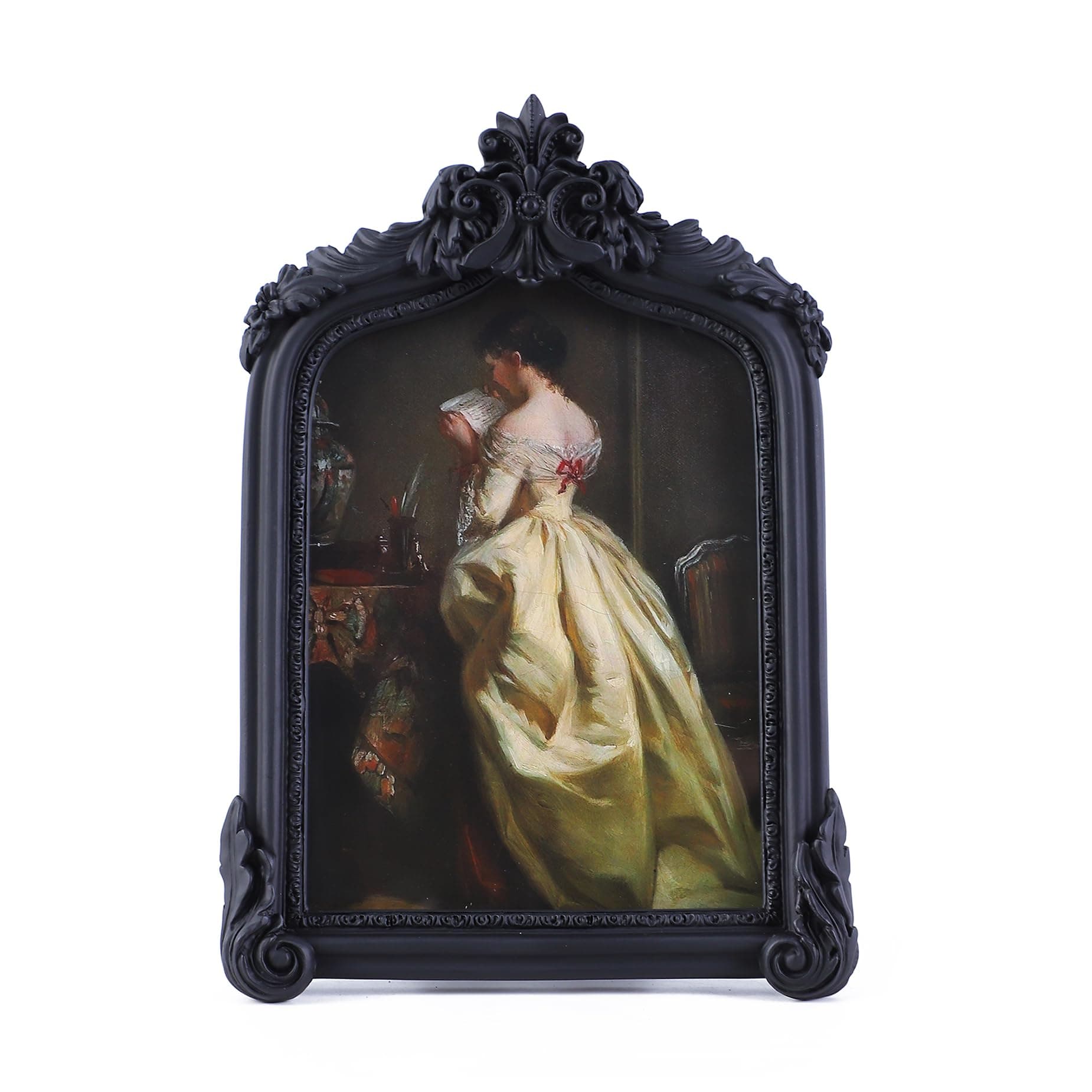 Kangce Vintage Picture Frames 4x6 Ornate Arched Black Antique Picture Frames with Glass Front for Wall Mounting and Tabletop Victorian Home Decor Gallery Wall Decor