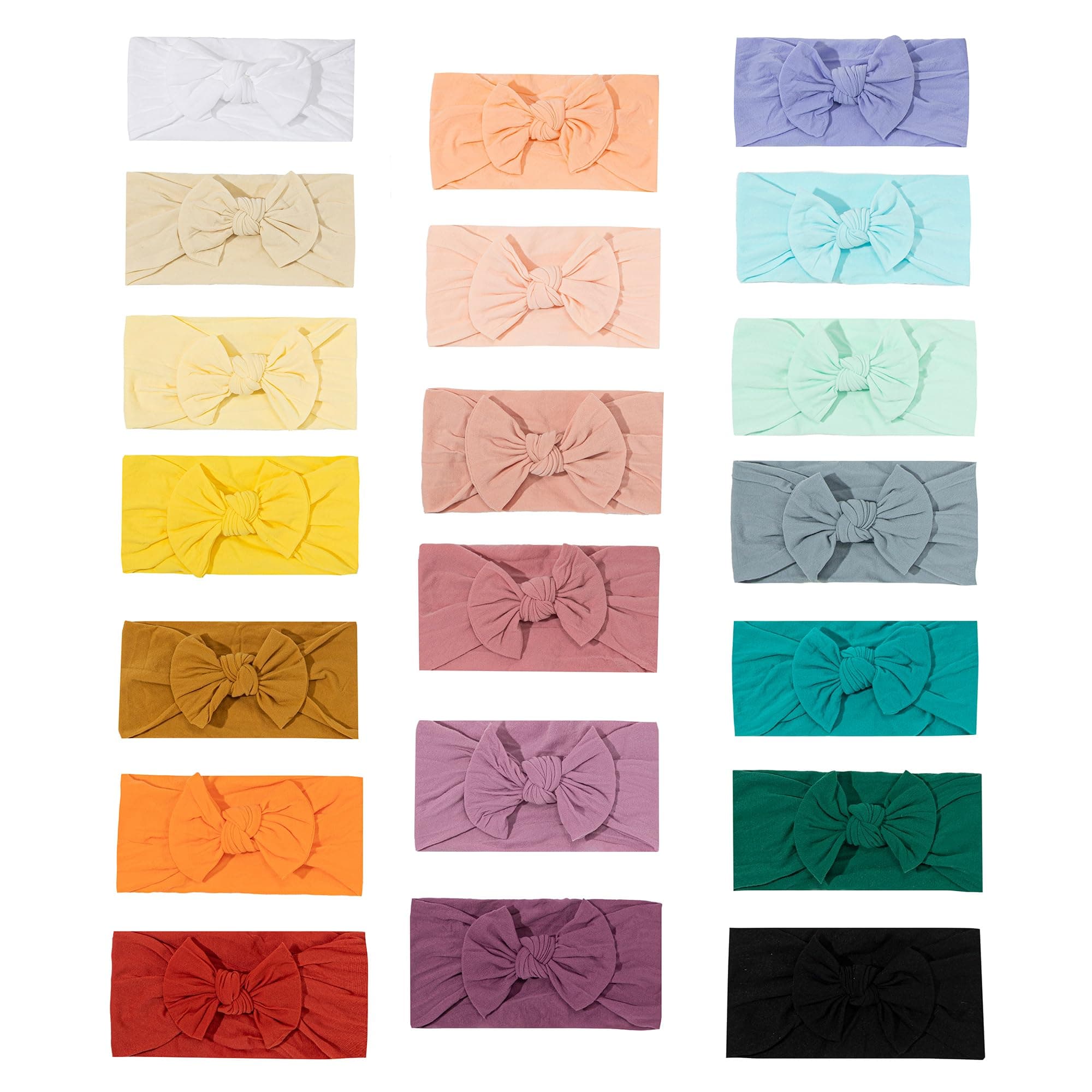 GTTUKK 20PCS Baby Soft Nylon Headbands Hairbands With Hair Bows,Elastics Head Wrap Hair Accessories for Newborn Baby Girls Infant Toddlers Kids (ONE SIZE FIT ALL)
