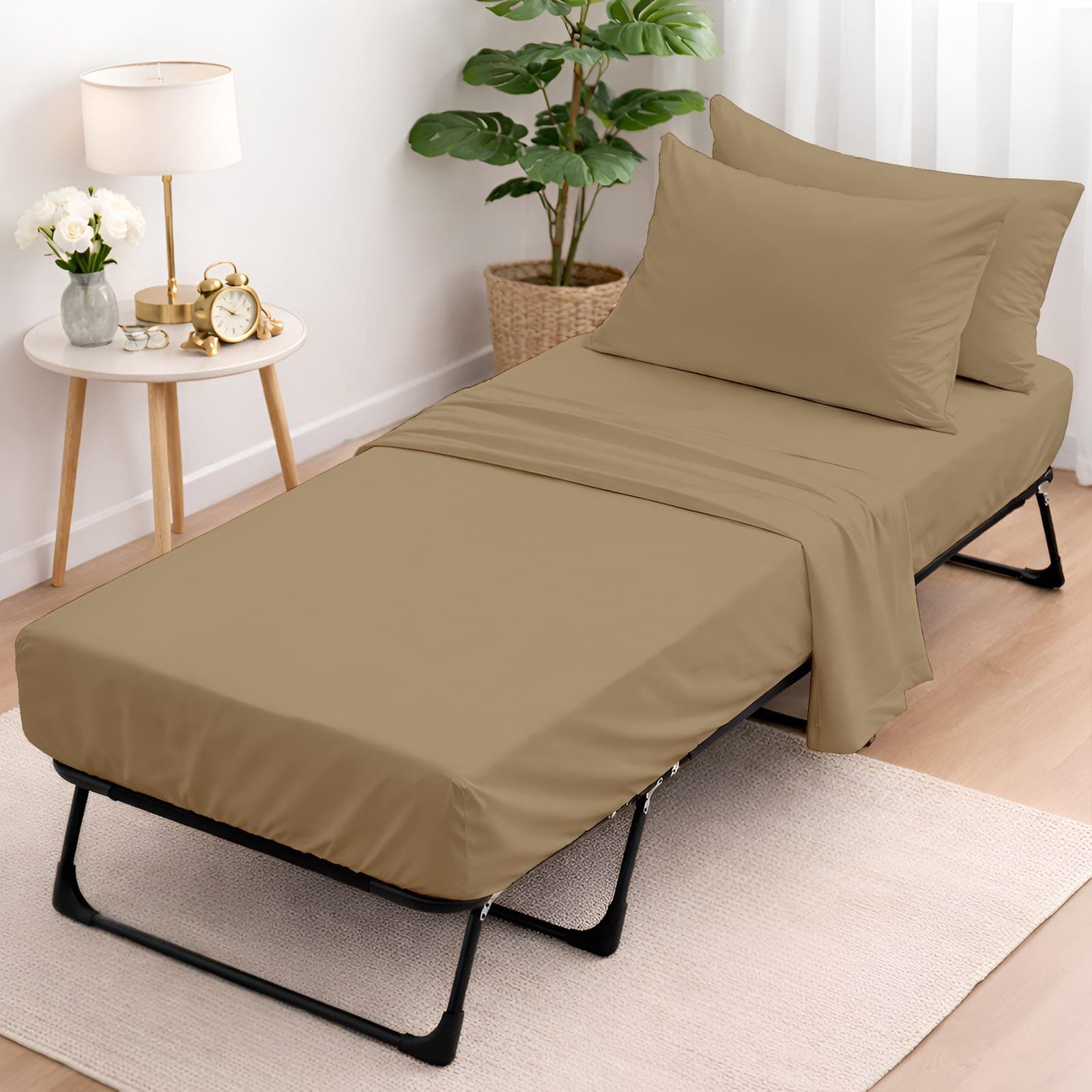 Cot Sheets 30x75 Set Cotton-Cot Sheets 30" x 75" Fitted Cot Sheet Perfect for Narrow Twin, Rv Bunk, Camping Cot, Guest Bed Replacement-Sheets for Cot Bunk Bed-Cot Size Mattress Sheets(Taupe Solid)