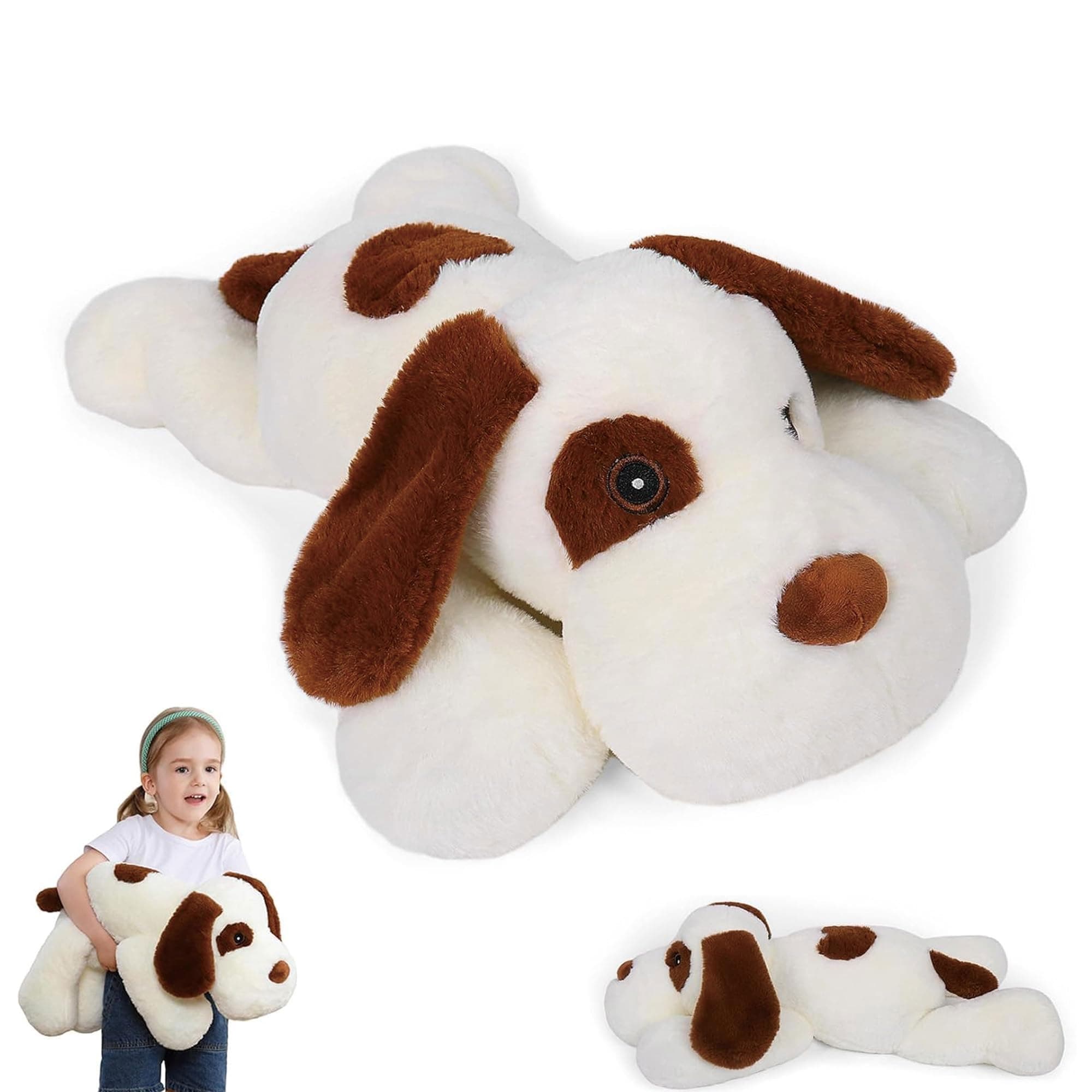 Dog Plush Weighted Stuffed Animals 5 lbs 24", Cute White Dog Weighted Plush Pillow Giant Stuffed Animals for Kids Adults