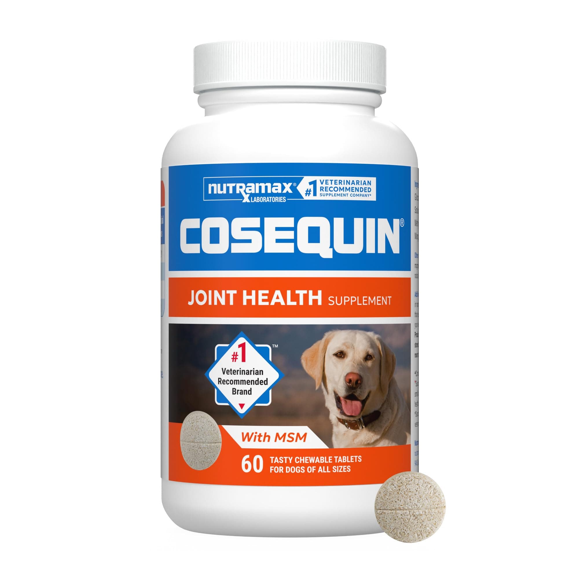 Nutramax Cosequin Joint Supplement, Glucosamine for Dogs, Chew Tabs, 60ct