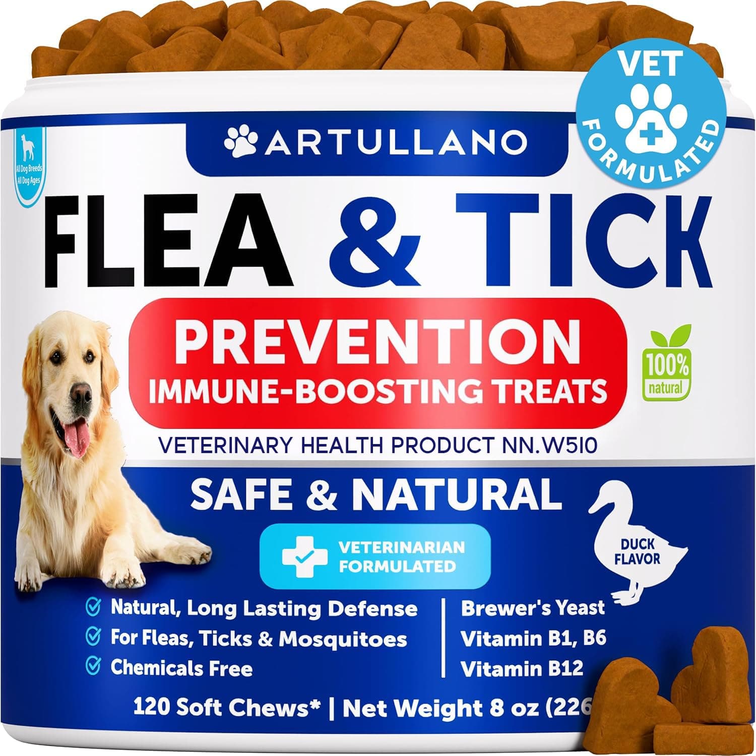 Flea and Tick Prevention for Dogs - 120 Chews - Dog Flea & Tick Control