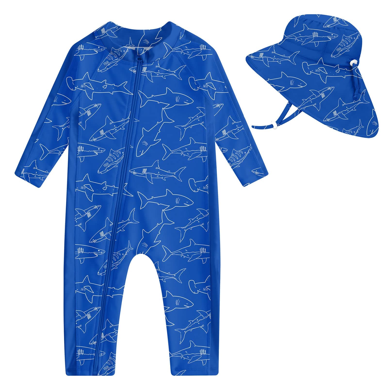 UNIFACO 12 Month Boy Swimsuit Shark Rash Guard Swimwear UPF 50+ Sun Protection Sunsuit with Sun Hat Bathing Suit