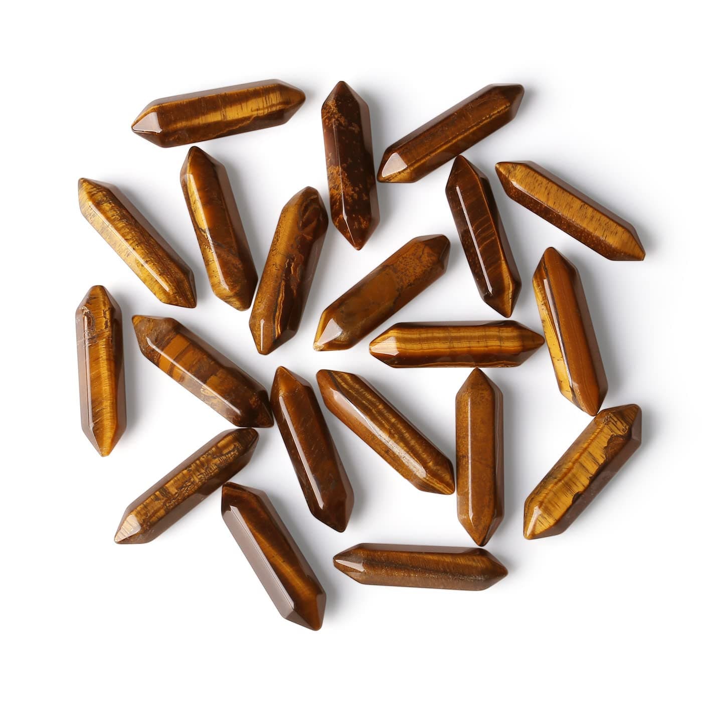 ZHIYUXI Tiger's Eye Crystals Points Bulk Stones and Crystals Healing Crystals Natural Quartz Gemstone Tumbled Polished Energy Reiki Healing Stone Wholesale Crystal Wands Decor Gifts 10 Pcs