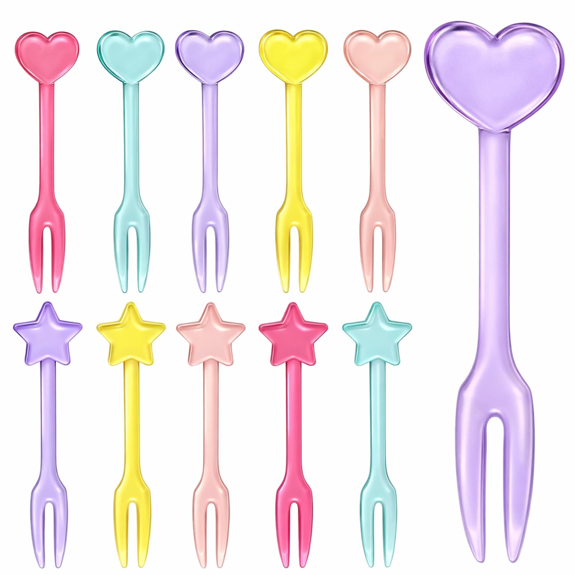 GET FRESH Food Picks for Kids – 30 Reusable Fruit Food Picks for Toddlers Bento Decoration - Colourful Heart Star Mini Toothpicks – Cute Bento Dessert Forks for Children Lunch Box